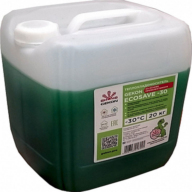 Изображение товара Теплоноситель Gekon ECOSAVE -30 20 кг пропиленгликоль для отопления