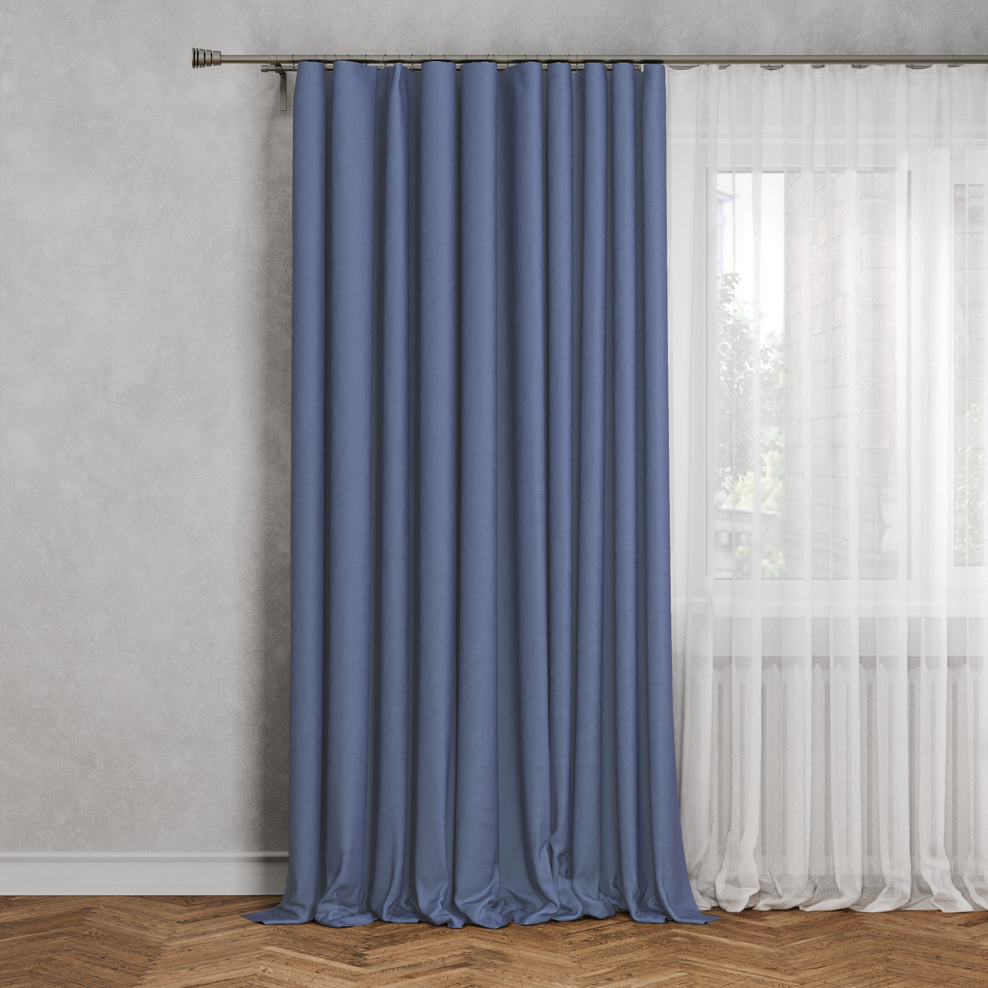 Изображение товара Штора на ленте Nemo 200x310 см синяя для гостиной и спальни