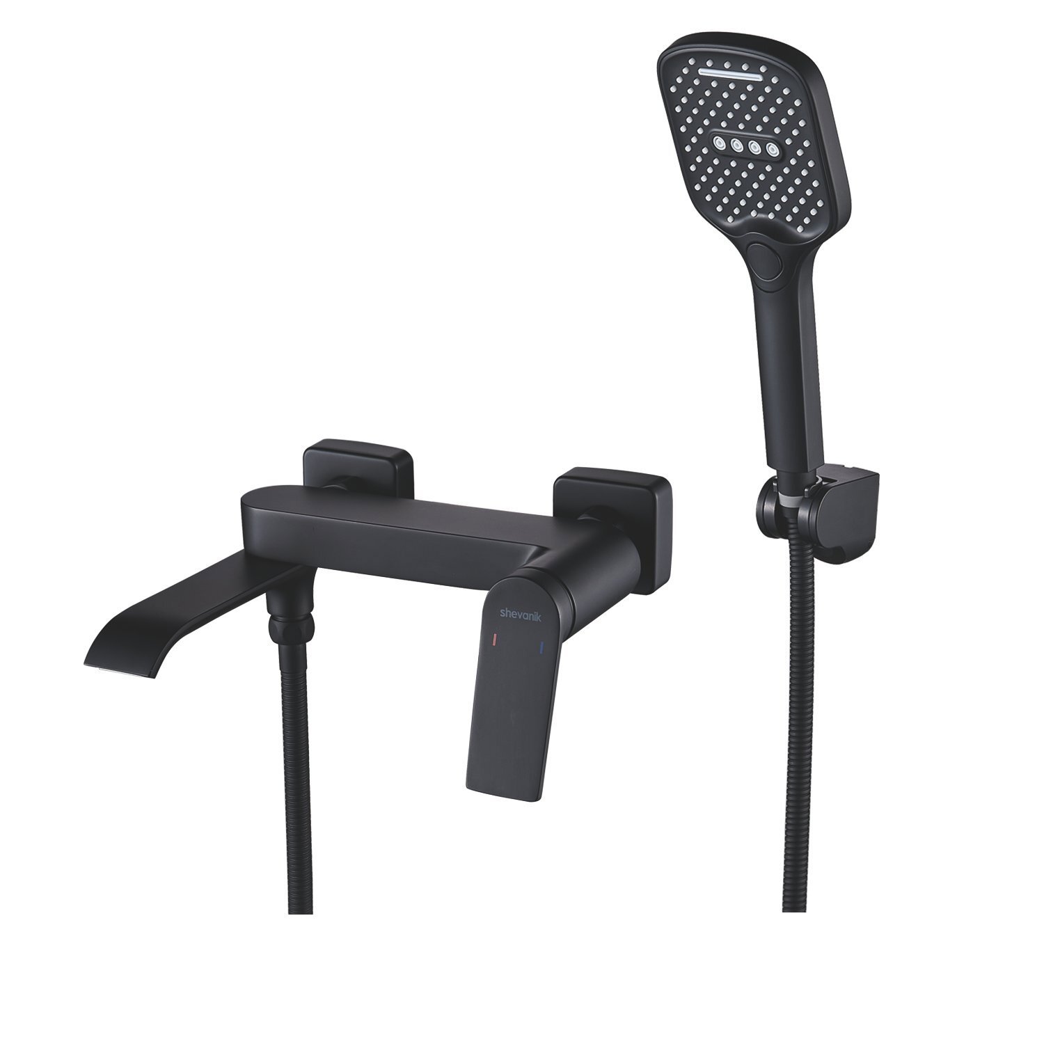 Изображение товара Смеситель для ванны Shevanik S41h однорычажный черный с душевой лейкой