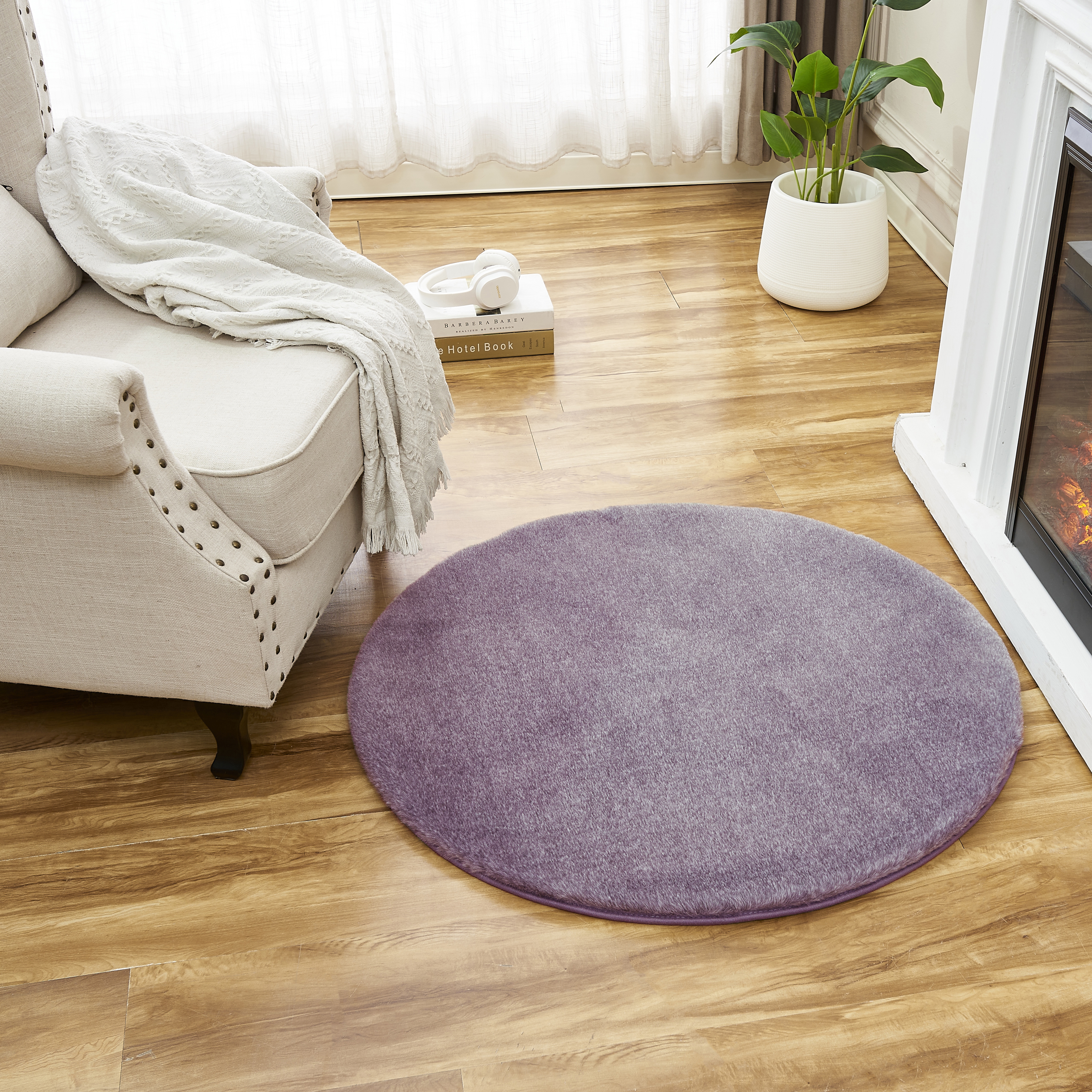 Изображение товара Ковер Bingo Mix круг 80 см полиэстер винный стильное напольное покрытие