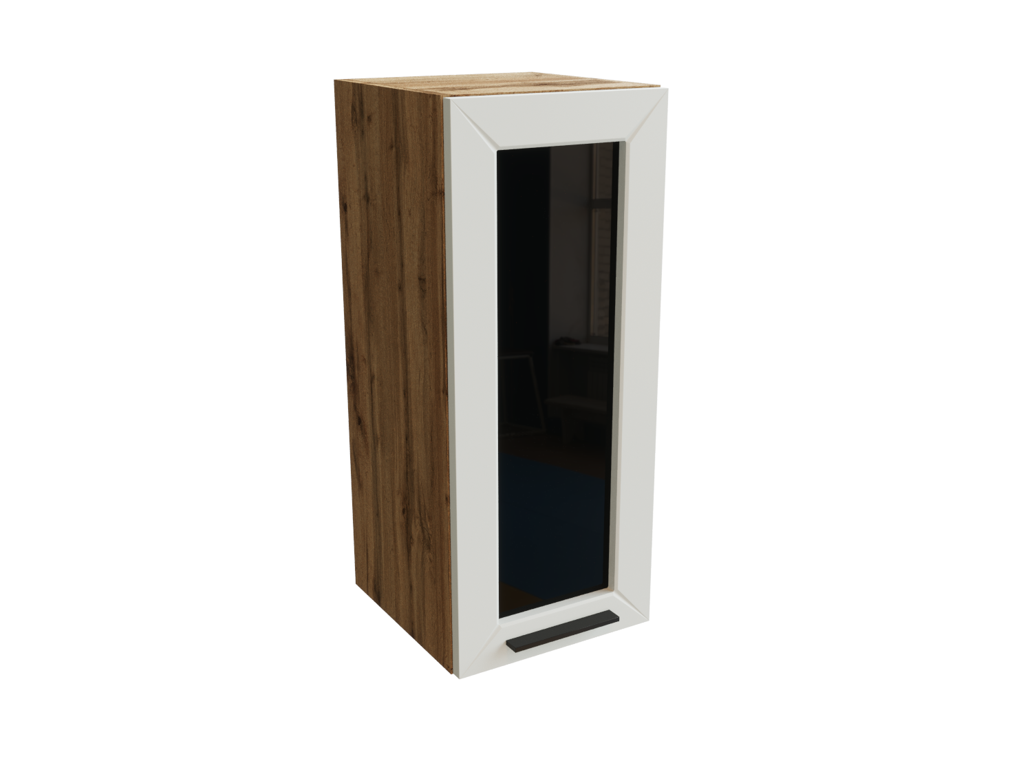 Изображение товара Навесной шкаф Глетчер верхний со стеклом 30x71.60x31.80 см фасад белый ЛДСП каркас дуб вотан ЛДСП Сурская Мебель Изображение товара Навесной шкаф Глетчер верхний со стеклом 30x71.60x31.80 см фасад белый ЛДСП каркас дуб вотан ЛДСП Сурская Мебель