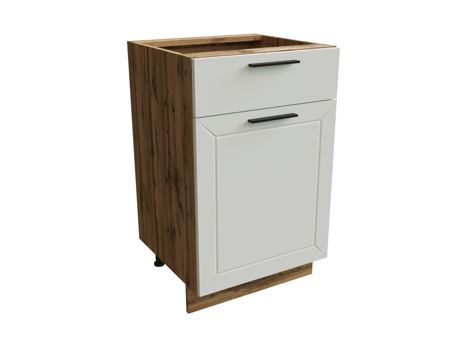 Изображение товара Напольный шкаф Глетчер нижний 50x81.60x47.80 см 1 ящик фасад белый ЛДСП каркас дуб вотан ЛДСП Сурская Мебель