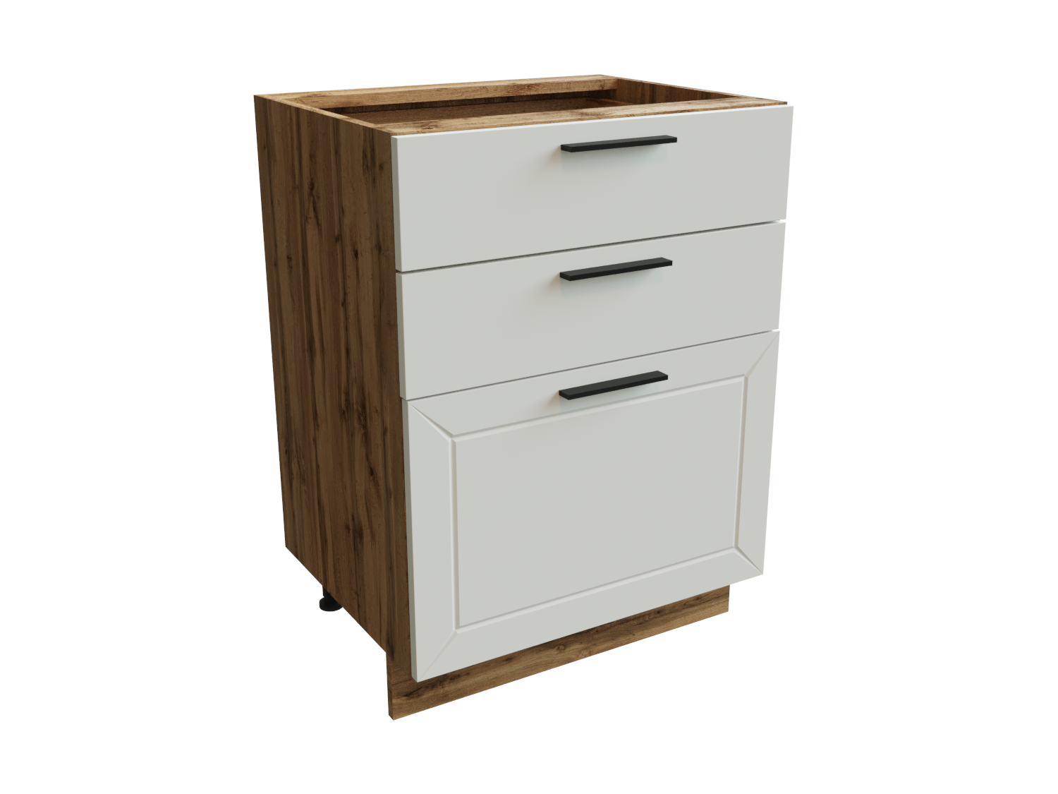 Изображение товара Напольный шкаф Глетчер 60x81.60x47.80 см 3 ящика белый ЛДСП дуб Вотан