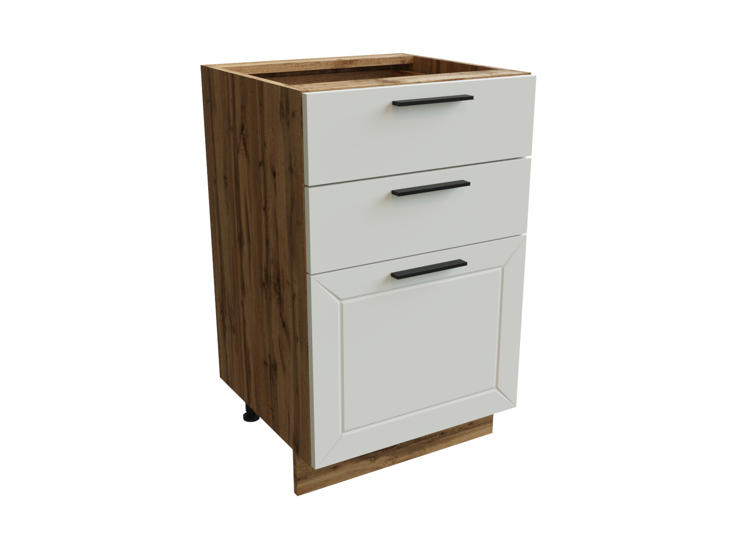 Изображение товара Напольный шкаф Глетчер нижний 50x81.60x47.80 см 3 ящика фасад белый ЛДСП каркас дуб вотан ЛДСП Сурская Мебель