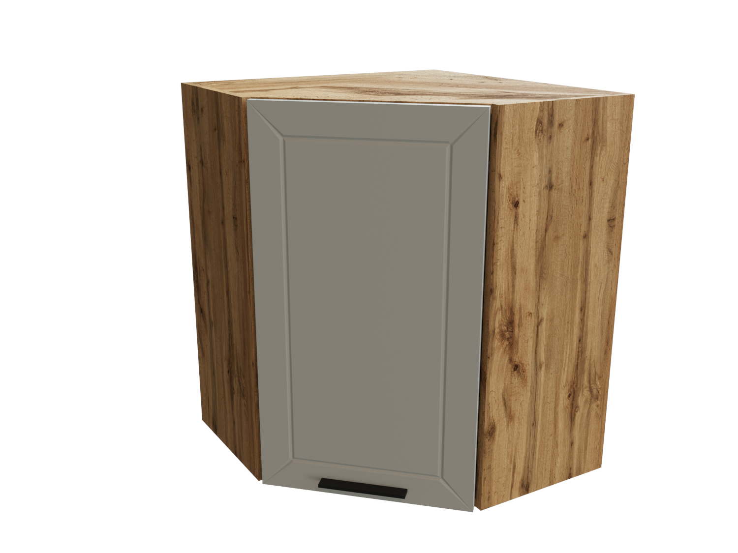 Изображение товара Навесной шкаф Глетчер верхний угловой 59.20x71.60x59.20 см фасад белый МДФ каркас дуб вотан ЛДСП Сурская Мебель