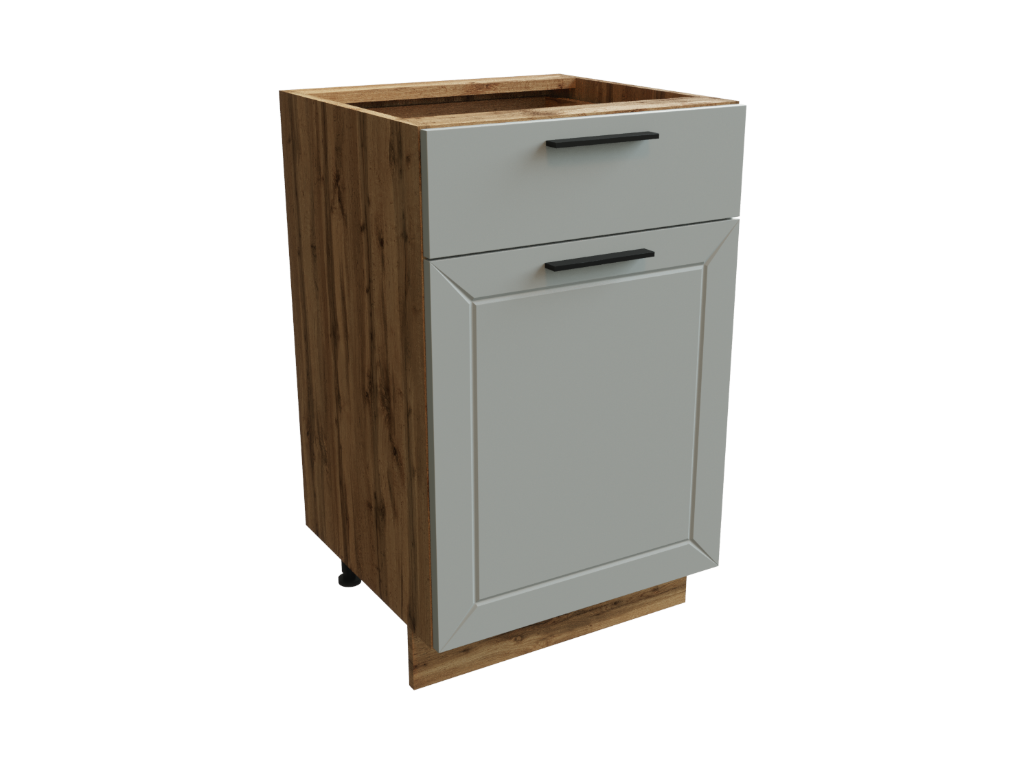 Изображение товара Напольный шкаф Глетчер нижний 50x81.60x47.80 см 1 ящик фасад белый МДФ каркас дуб вотан ЛДСП Сурская Мебель