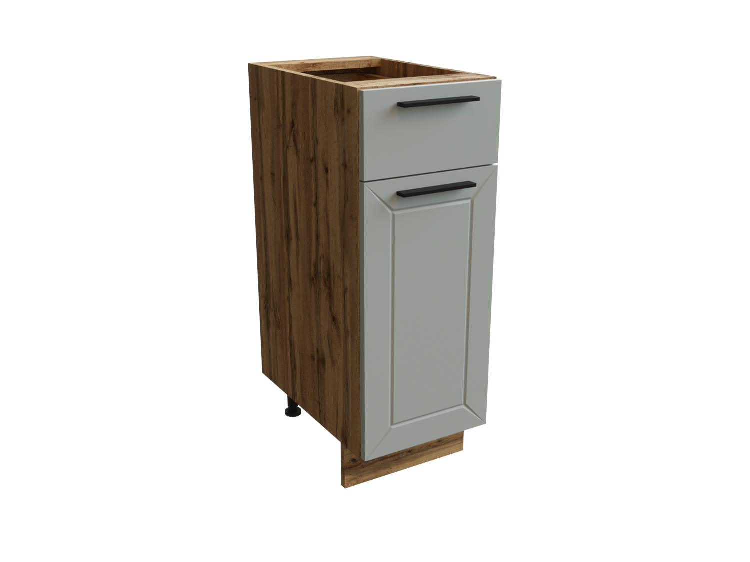 Изображение товара Напольный шкаф Глетчер нижний 30x81.60x47.80 см 1 ящик фасад белый МДФ каркас дуб вотан ЛДСП Сурская Мебель