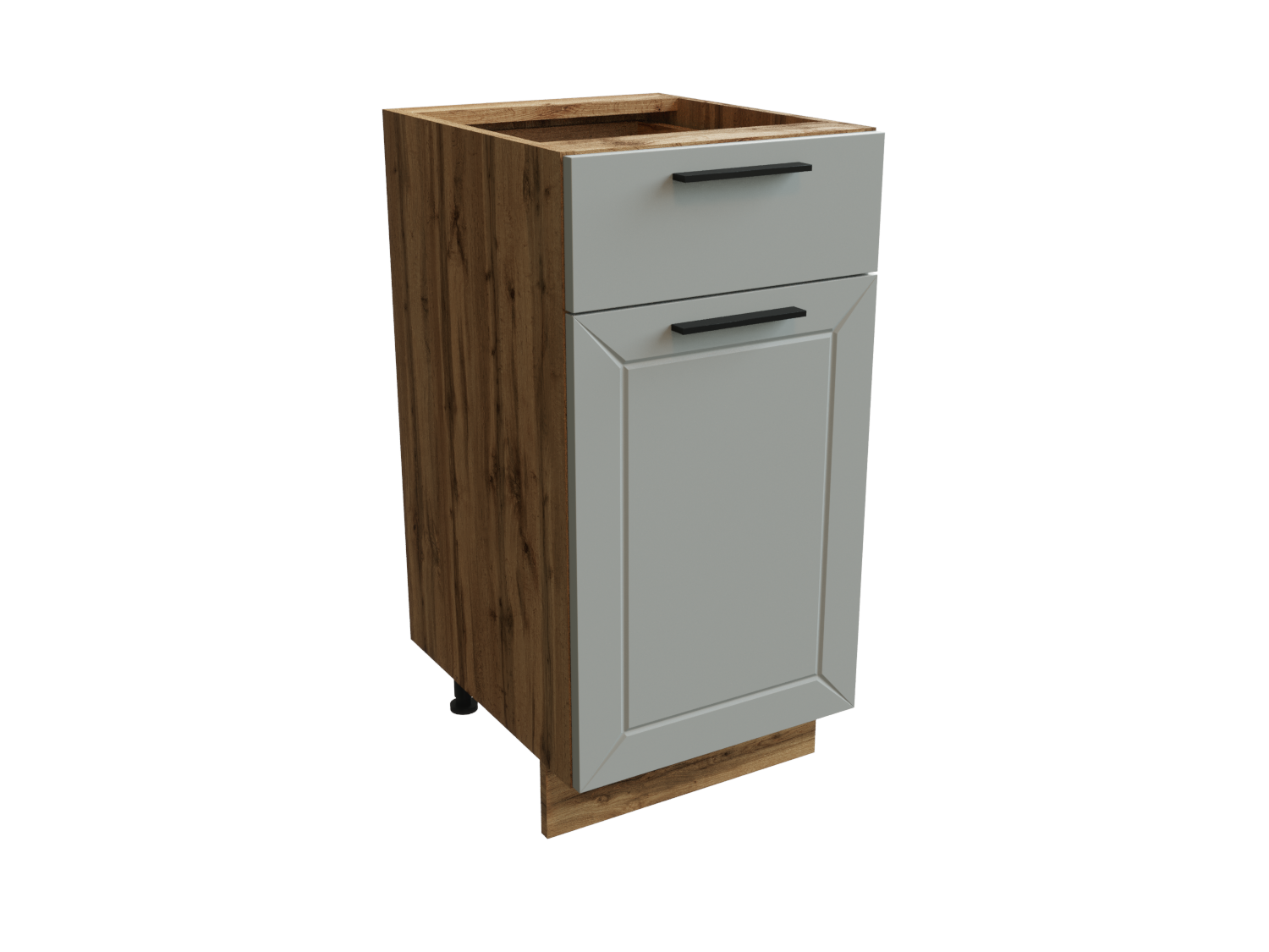 Изображение товара Напольный шкаф Глетчер нижний 40x81.60x47.80 см 1 ящик фасад белый МДФ каркас дуб вотан ЛДСП Сурская Мебель