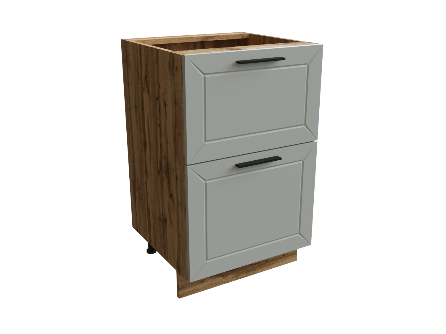 Изображение товара Напольный шкаф Глетчер нижний 50x81.60x47.80 см 2 ящика фасад белый МДФ каркас дуб вотан ЛДСП Сурская Мебель