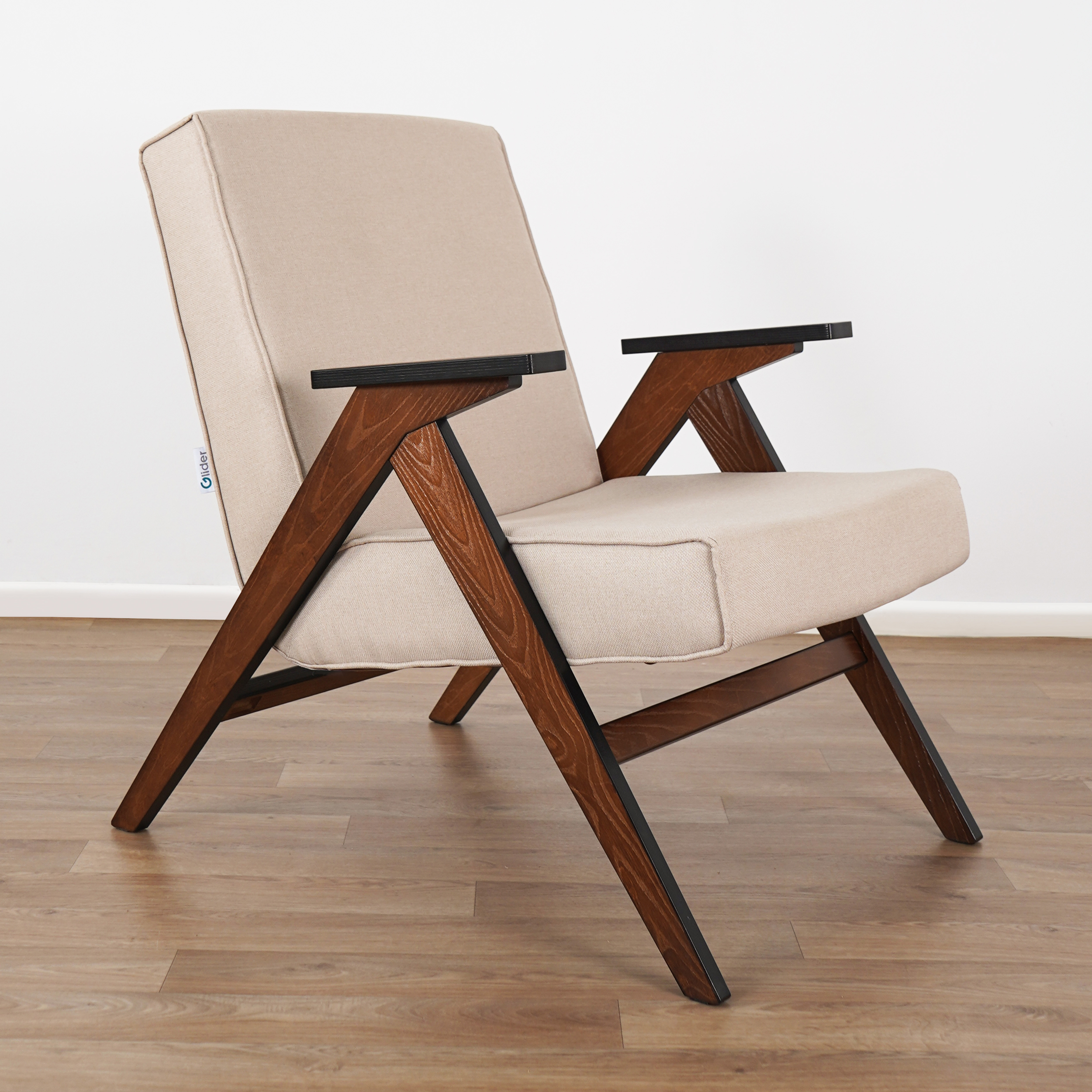 Изображение товара Кресло Вест 65x79x79 см рогожка Lunar Ivory орех антик стиль ретро и минимализм