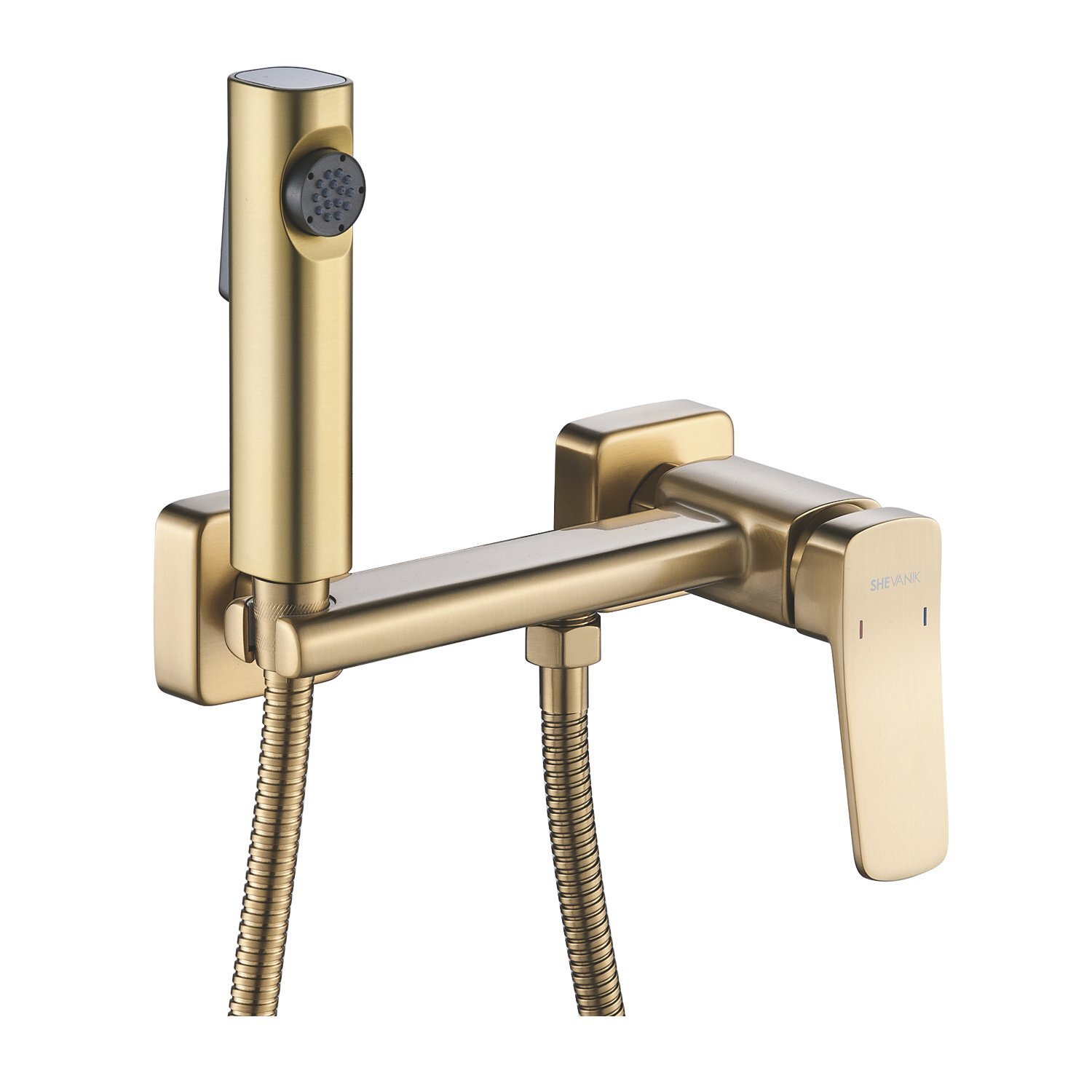 Изображение товара Гигиенический душ Shevanik S9905G-1 золотой сатин с металлическим шлангом и керамическим картриджем