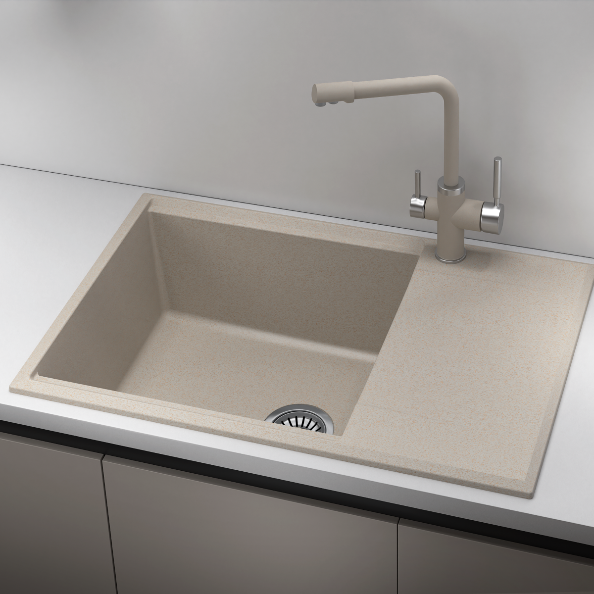 Изображение товара Мойка кухонная врезная Online comfort 7810 78x50 см кварцевый песок бежевый