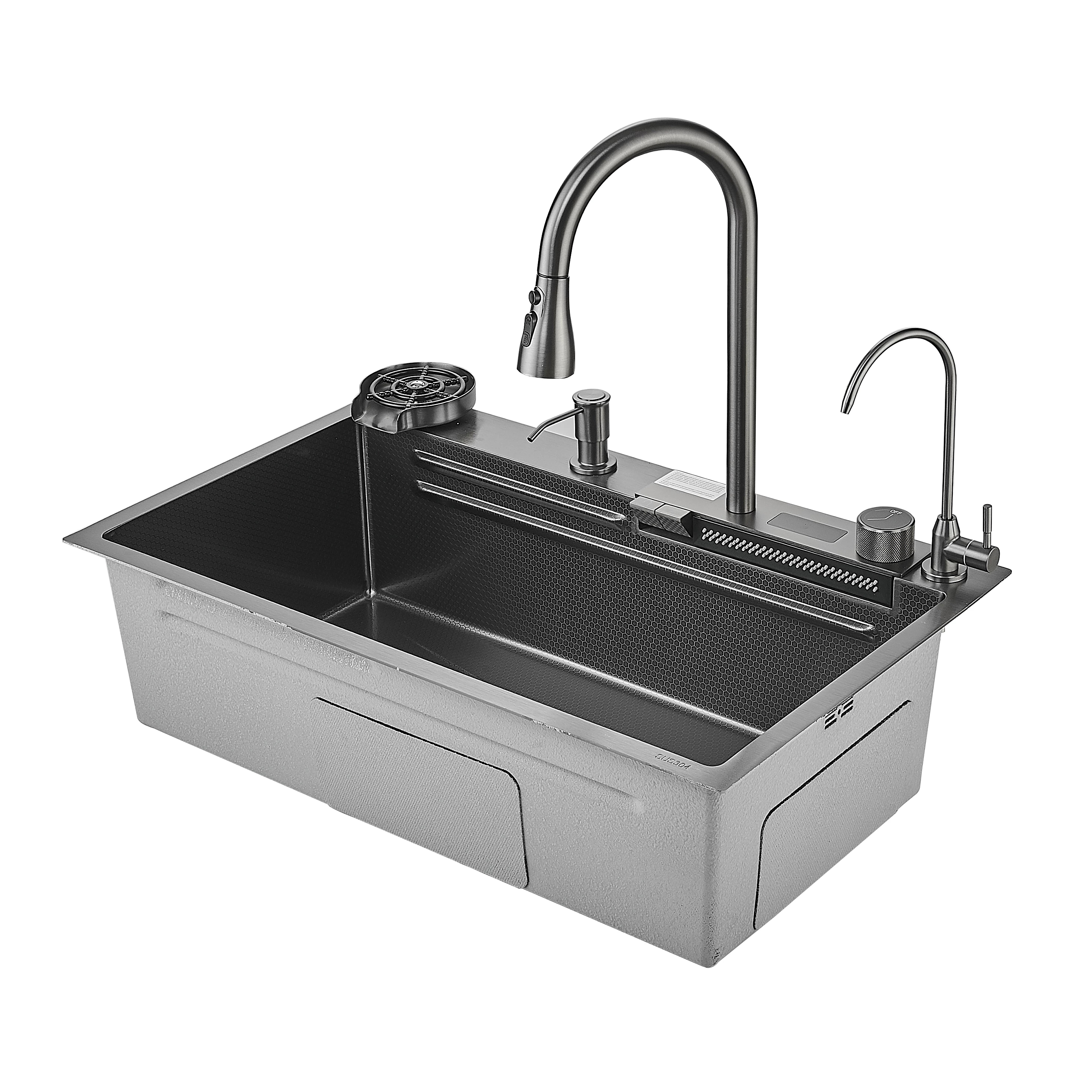 Изображение товара Мойка для кухни врезная Savol S-Sc002Q 46x75 см нержавеющая сталь с комплектом