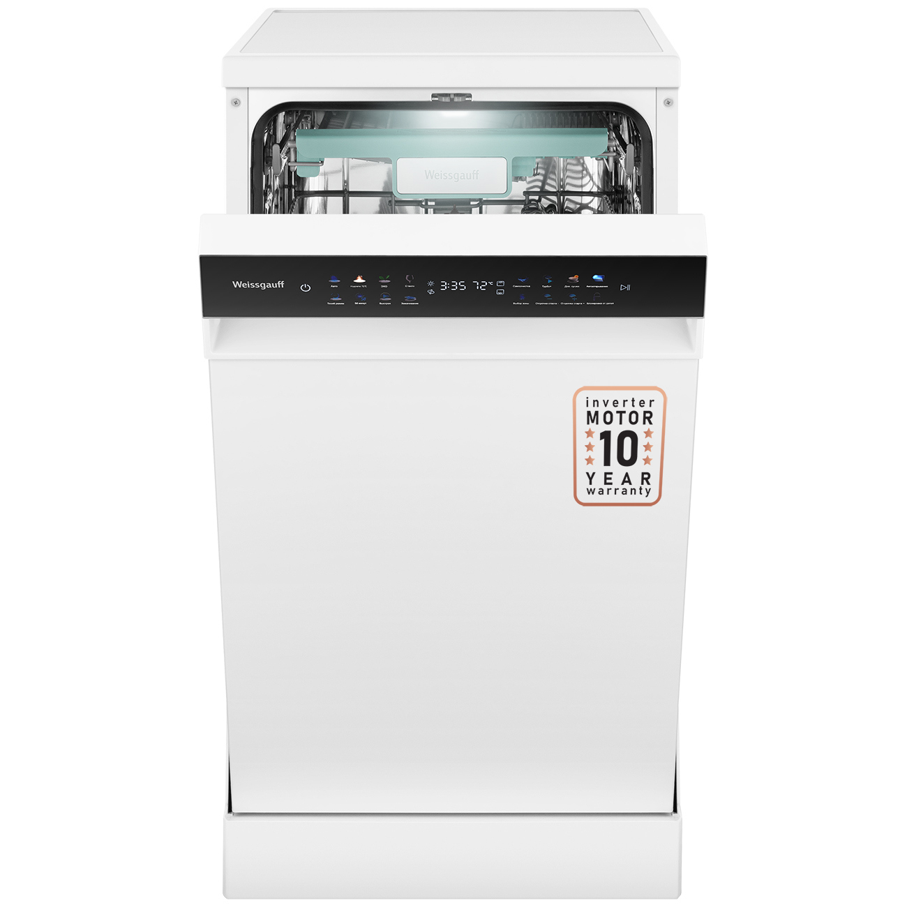 Изображение товара Отдельностоящая посудомоечная машина Weissgauff DW 4038 Inverter Touch 9 программ серый