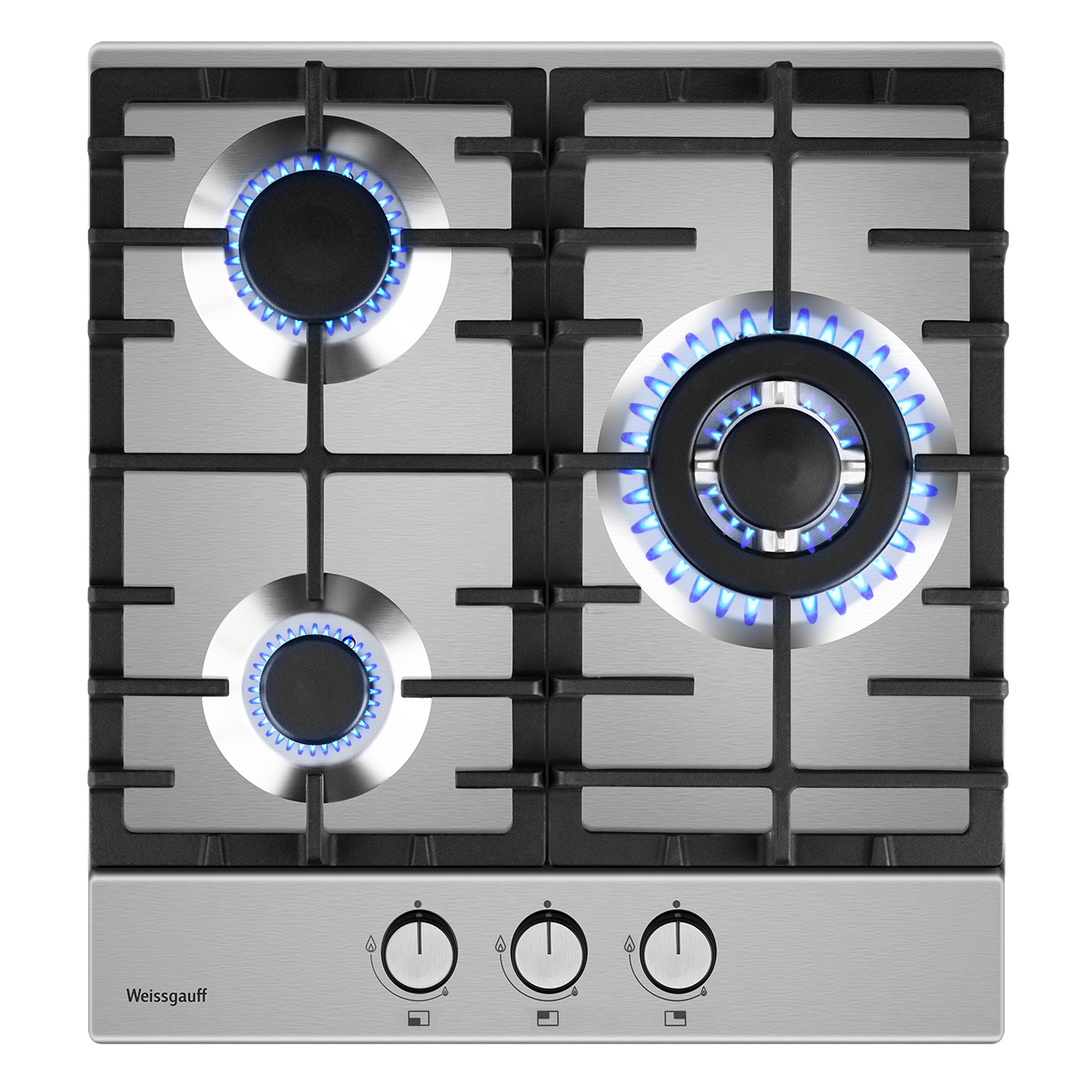 Изображение товара Газовая варочная панель Weissgauff HGG 451 XFV 45 см 3 конфорки нержавейка