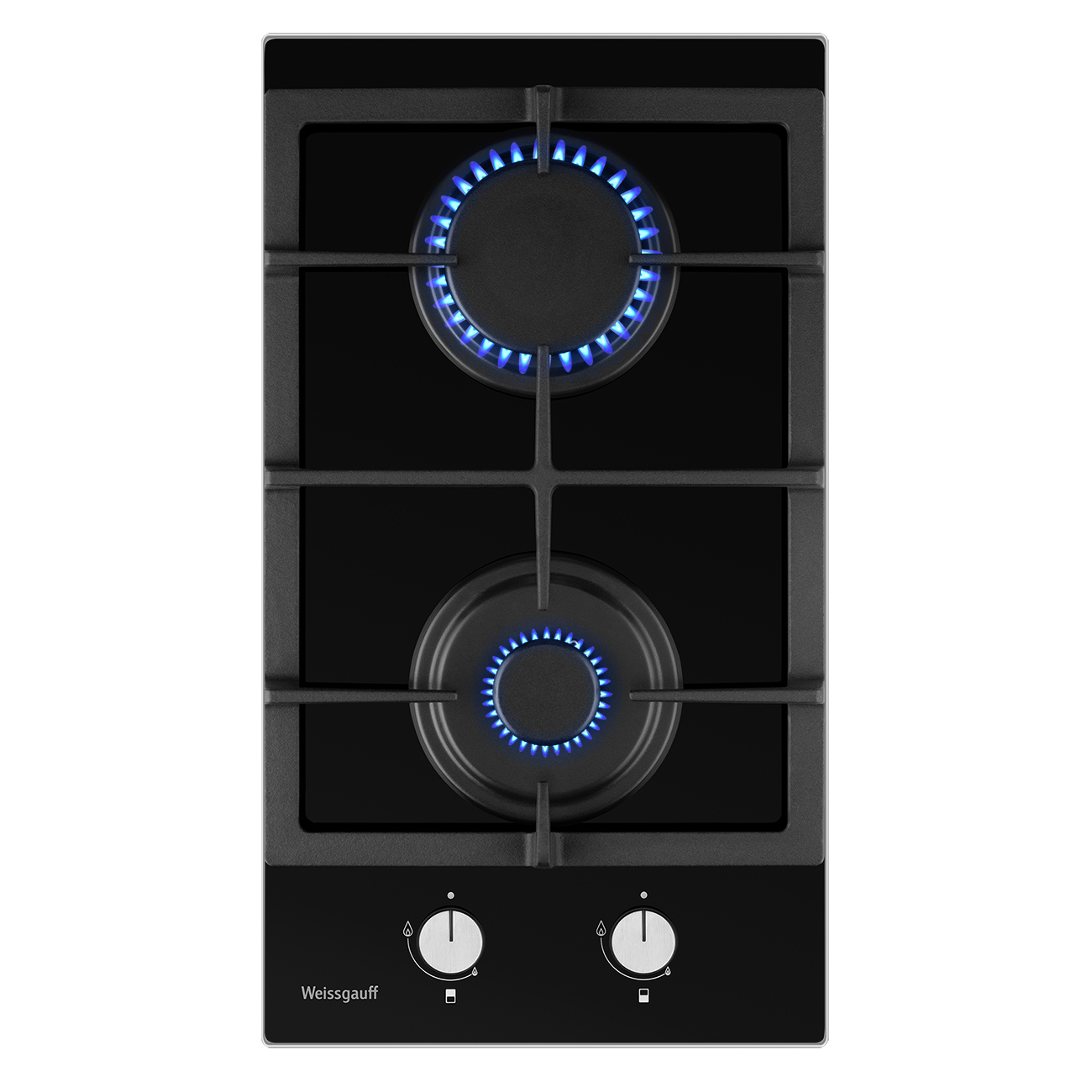 Изображение товара Газовая варочная панель Weissgauff HGG 320 BGV 29 см 2 конфорки черное стекло