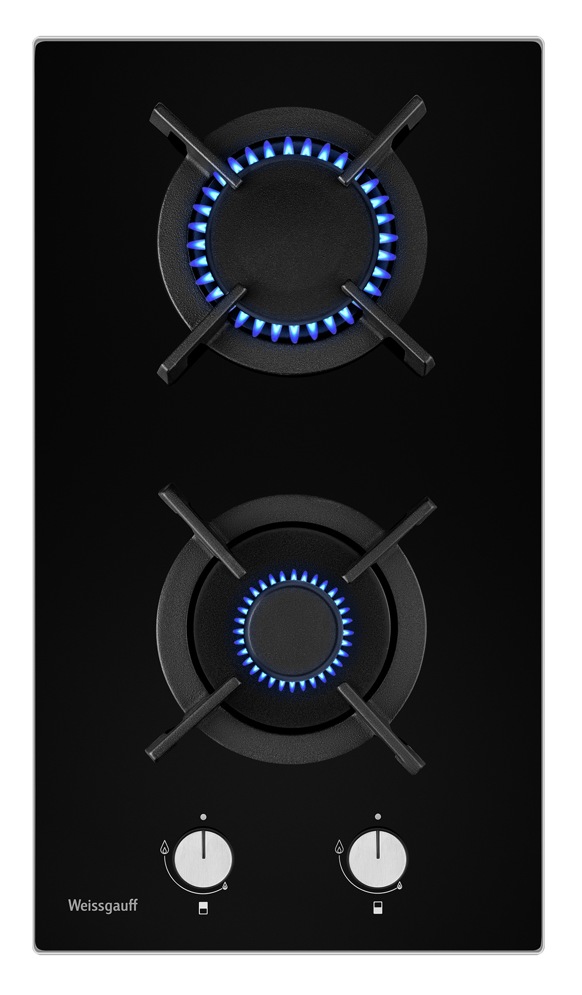 Изображение товара Газовая варочная панель Weissgauff HGG 320 BGRV 29 см 2 конфорки черный стеклянный дизайн