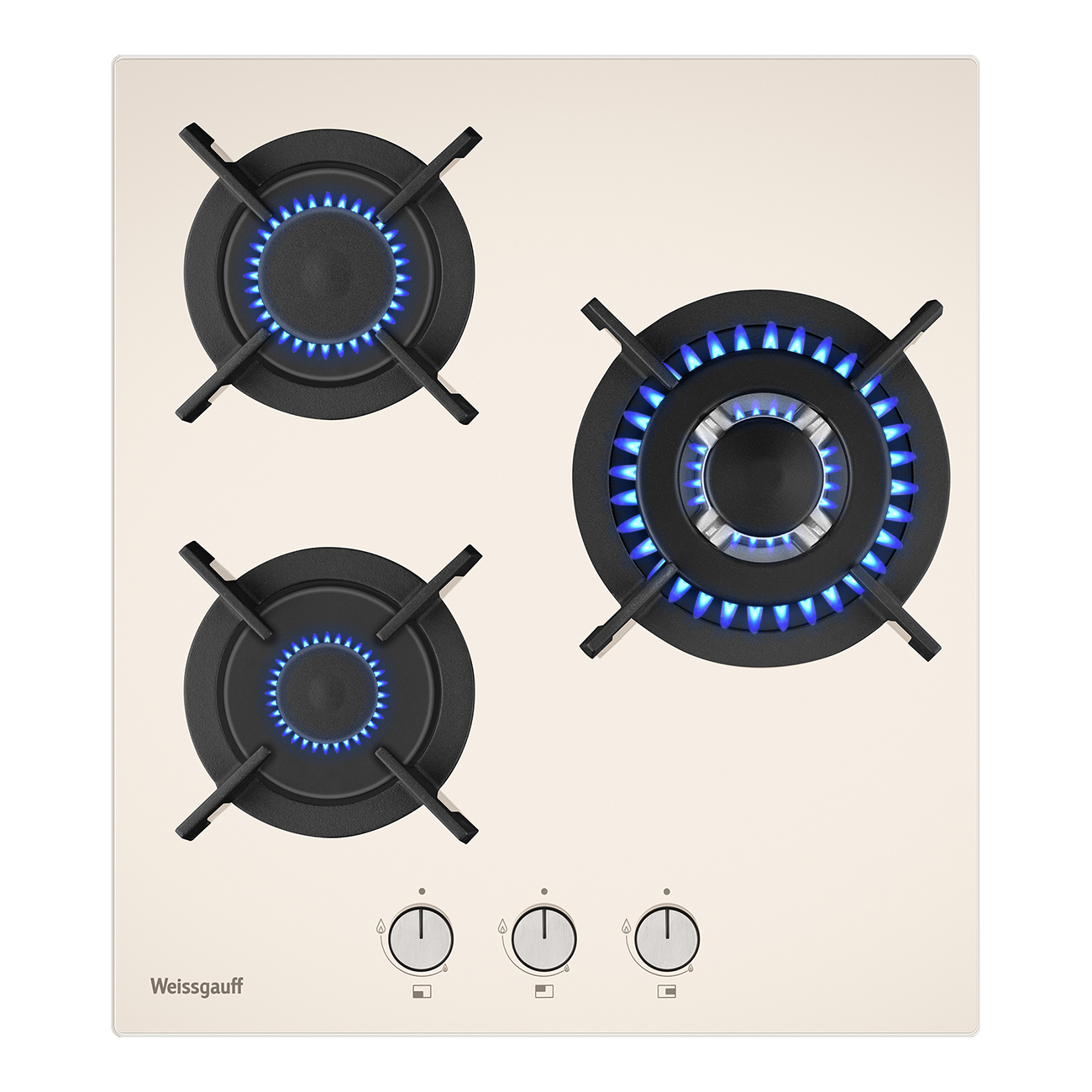 Изображение товара Газовая варочная панель Weissgauff HGG 451 BERV 3 конфорки 45 см бежевый
