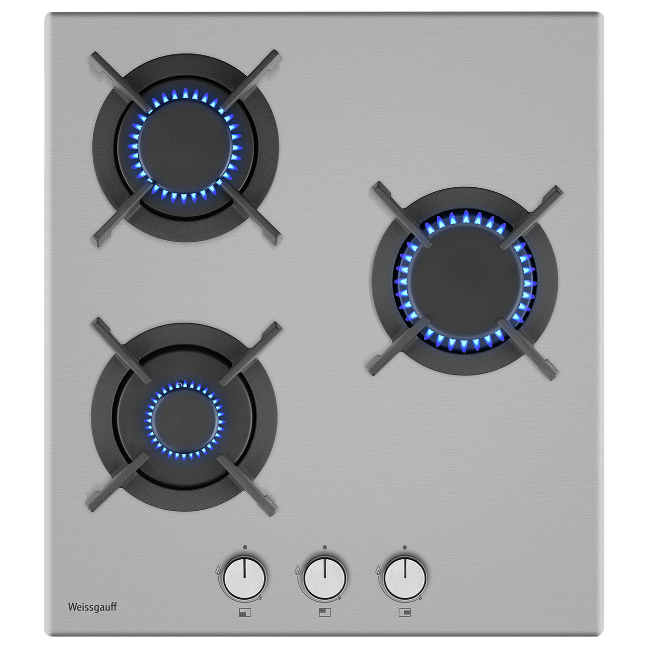 Изображение товара Газовая варочная панель Weissgauff HGG 430 XRV 45 см 3 конфорки нержавейка