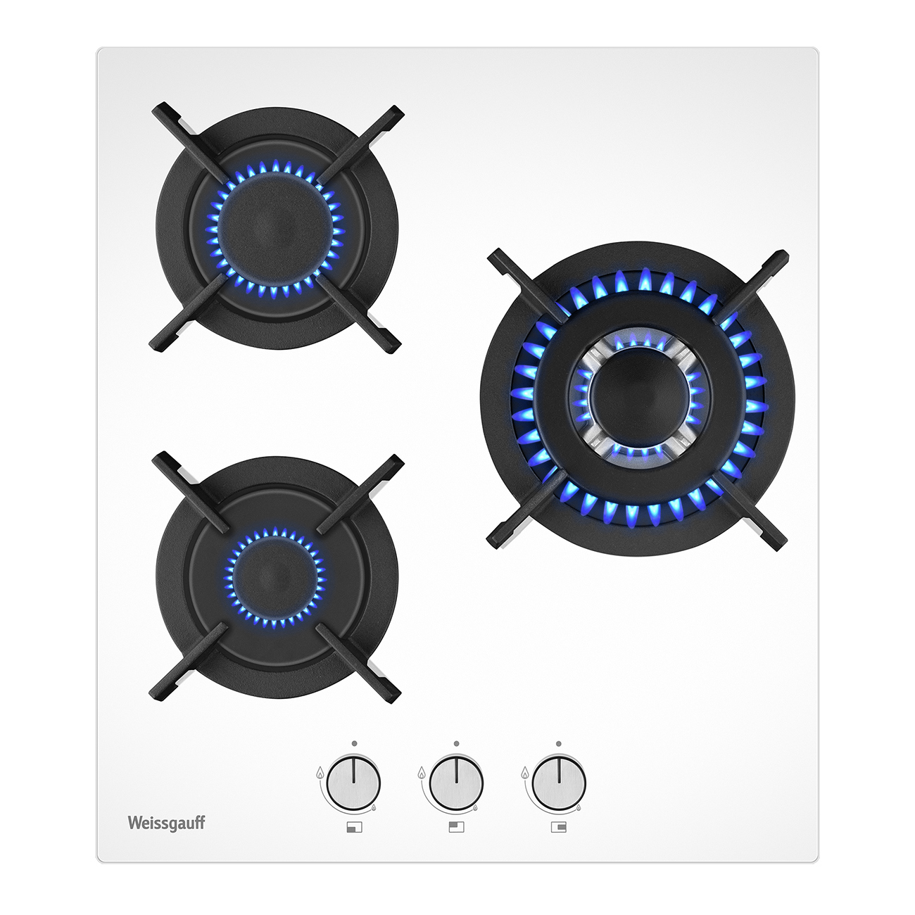 Изображение товара Газовая варочная панель Weissgauff HG 430 WGV белая с 3 конфорками