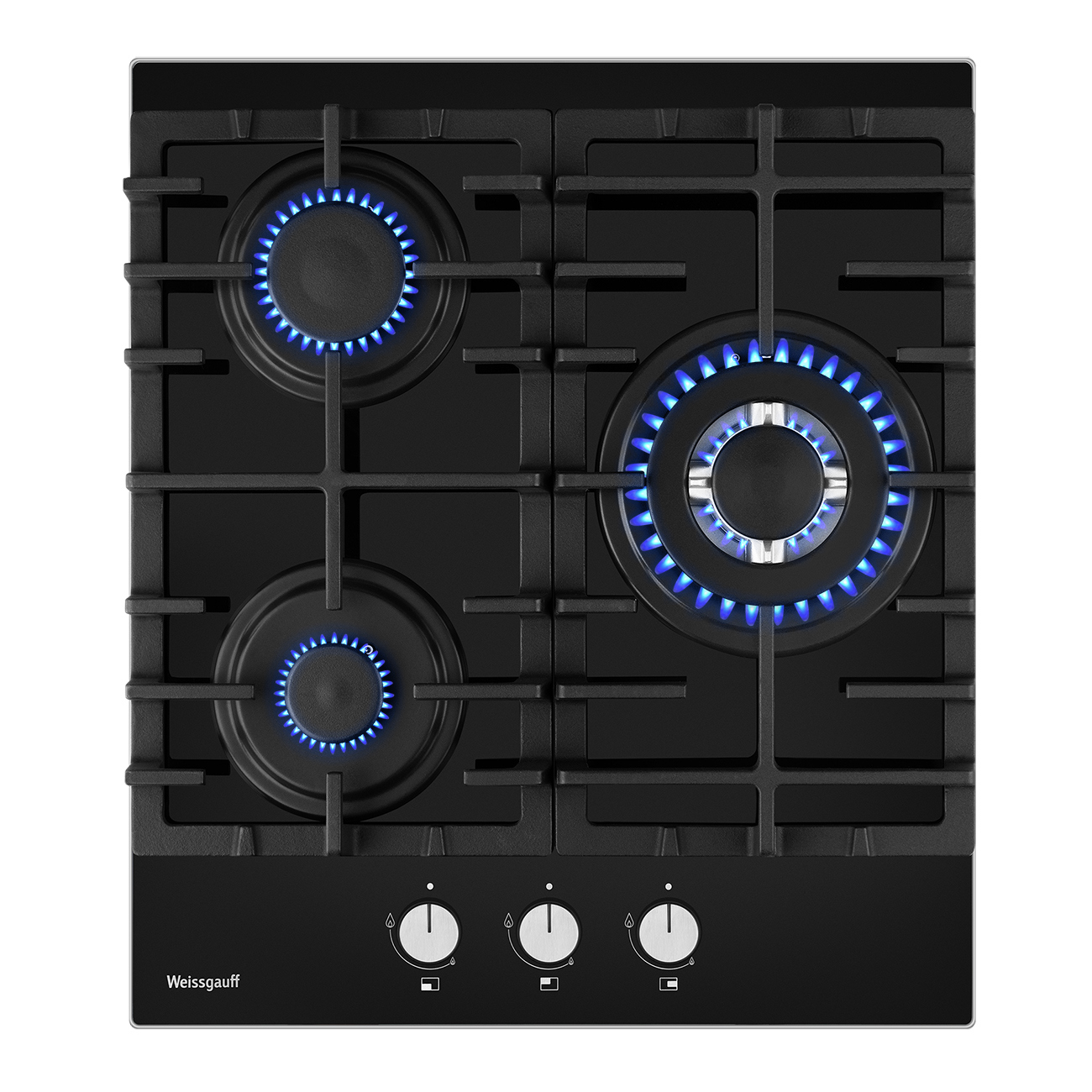 Изображение товара Газовая варочная панель Weissgauff HGG 451 BFV 45 см 3 конфорки черная