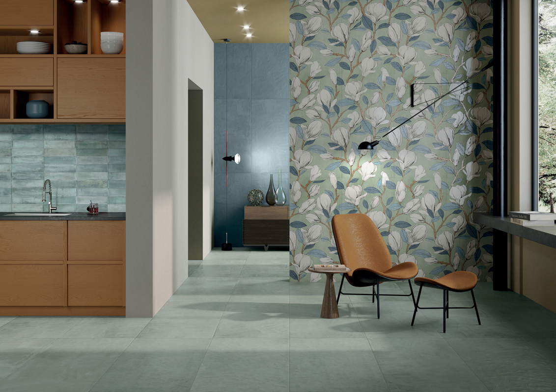 Изображение товара Плитка Dado ceramica Wallpapers MAGNOLIA 60x120см 1.44 м² цвет зелено-голубой