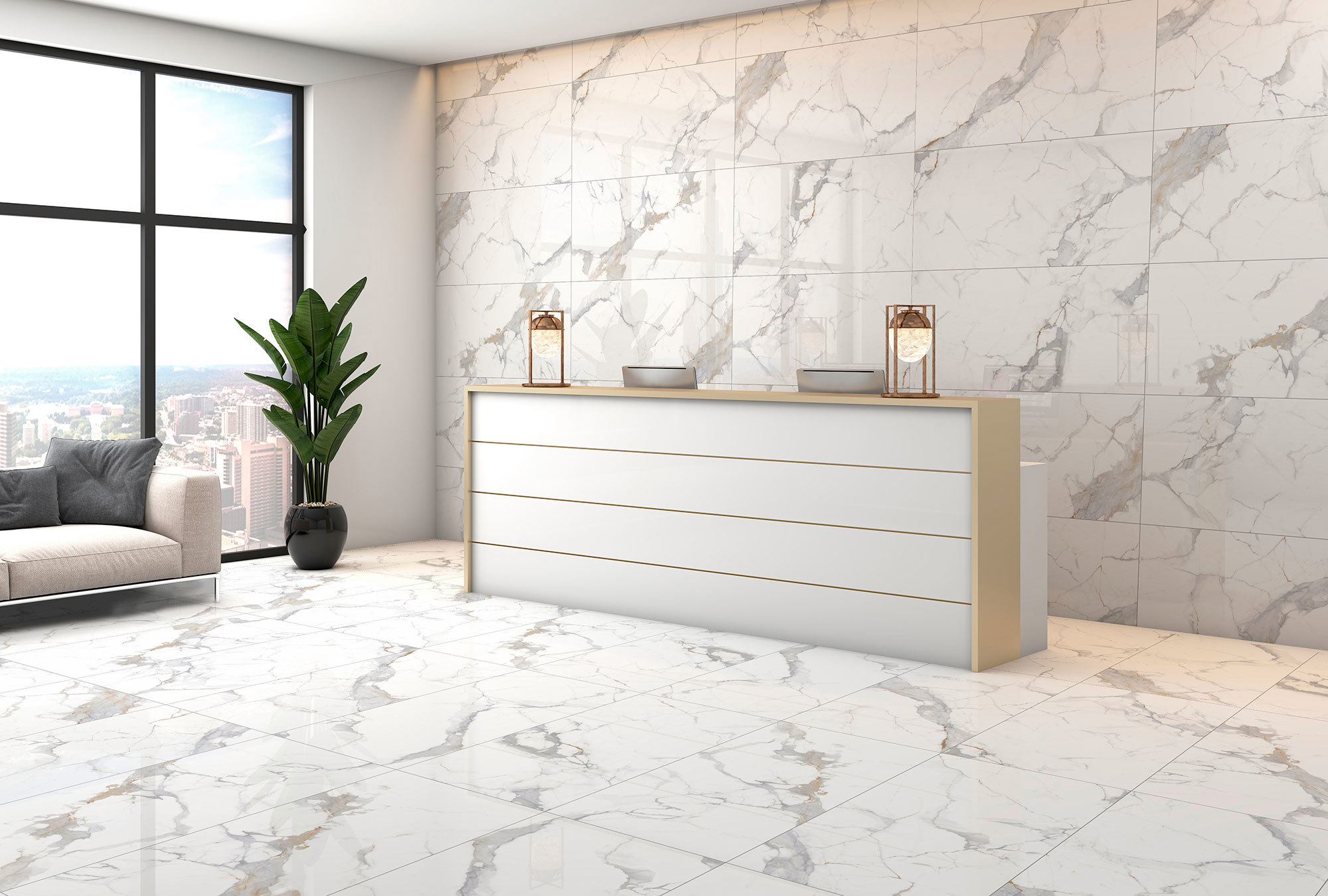 Изображение товара Керамогранит Global Tile Calacatta Imperial_GT GT120606103PR 60x120см 1.44 м² цвет белый