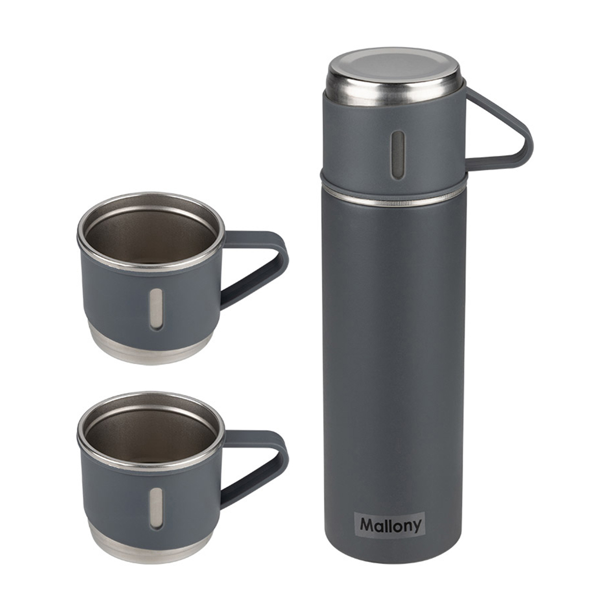 Изображение товара Термос 500 мл Mallony FESTA с термокружками серый