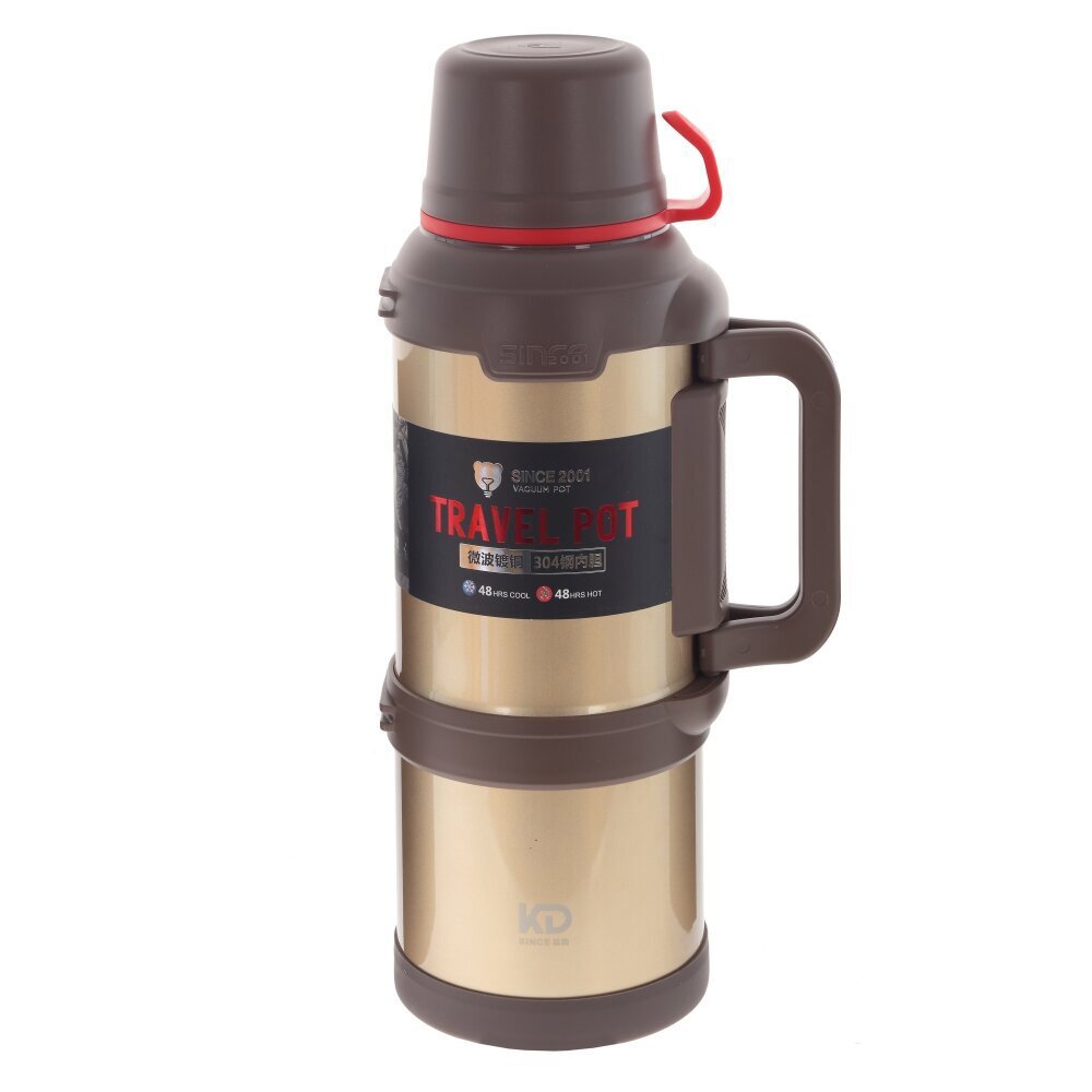 Изображение товара Термос металлический 3600 мл с ручками и кнопкой для питья