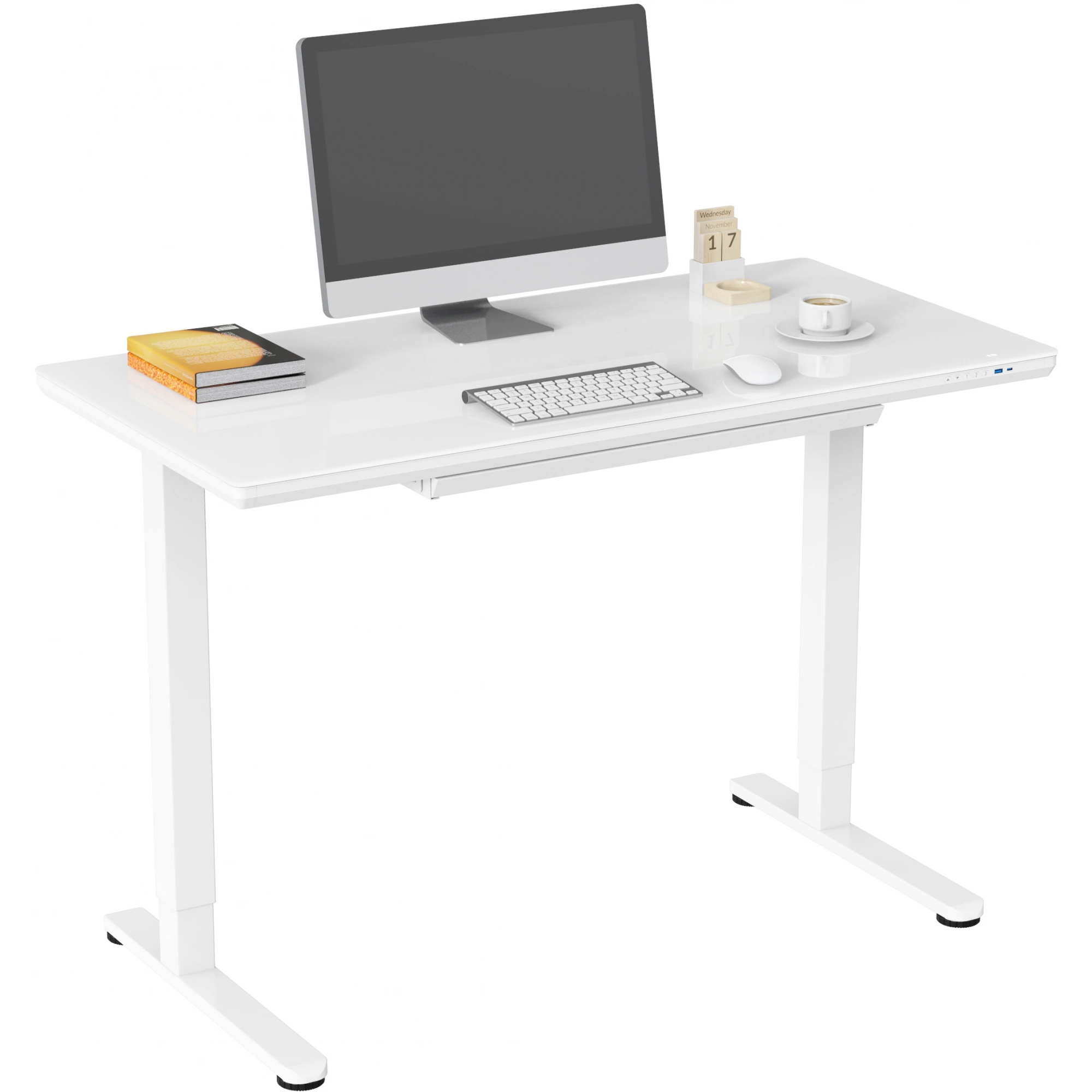 Изображение товара Стол Cactus CS-EGD-WWT 120x72 см с стеклянной поверхности и регулировкой высоты