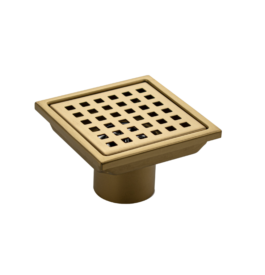 Изображение товара Душевой трап Санакс 1182 из нержавеющей стали сухой затвор 10x10 см цвет под золото