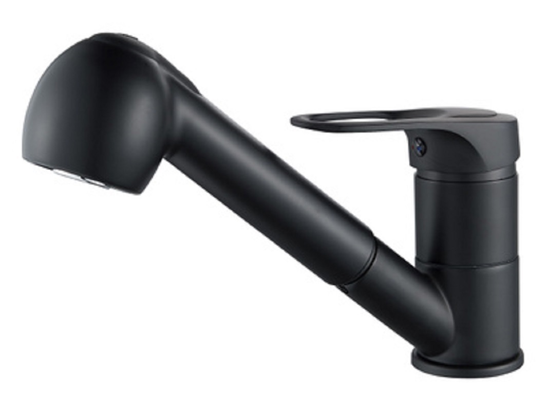 Изображение товара Смеситель для кухни ALLOUTE A3133H с выдвижным изливом черный матовый