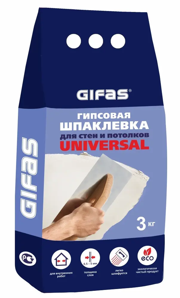 Шпаклевка гипсовая универсальная Gifas Universal 3 кг