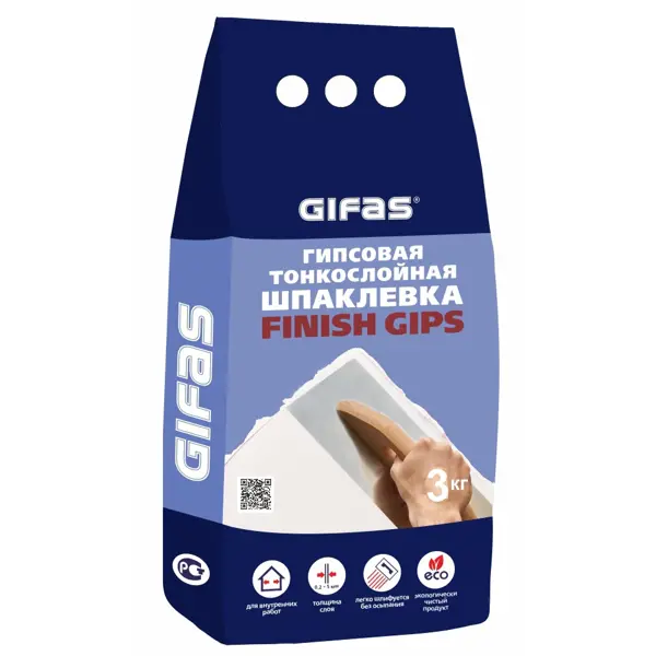 Шпаклевка гипсовая финишная Gifas Finish Gips 3 кг