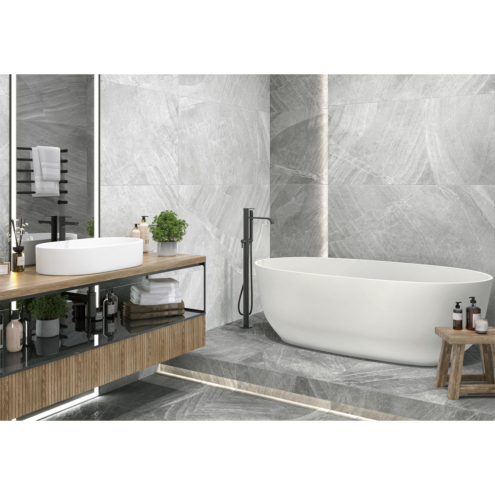 Изображение товара Керамогранит Delacora Rock gray 60x120 см матовая поверхность для пола и стен