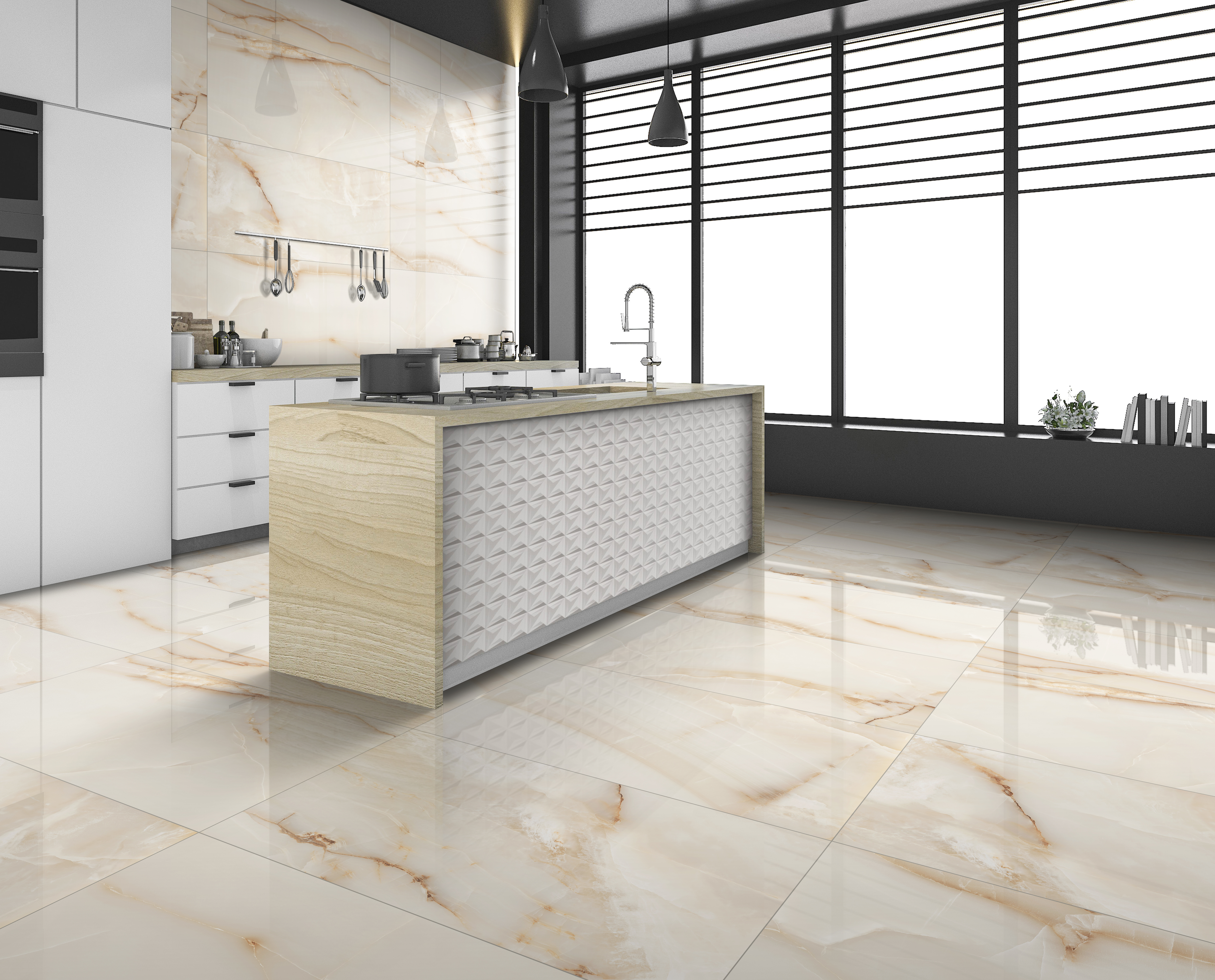 Изображение товара Керамогранит Azori Onyx Smoky Sugar 60x120 см бежевый глянцевый
