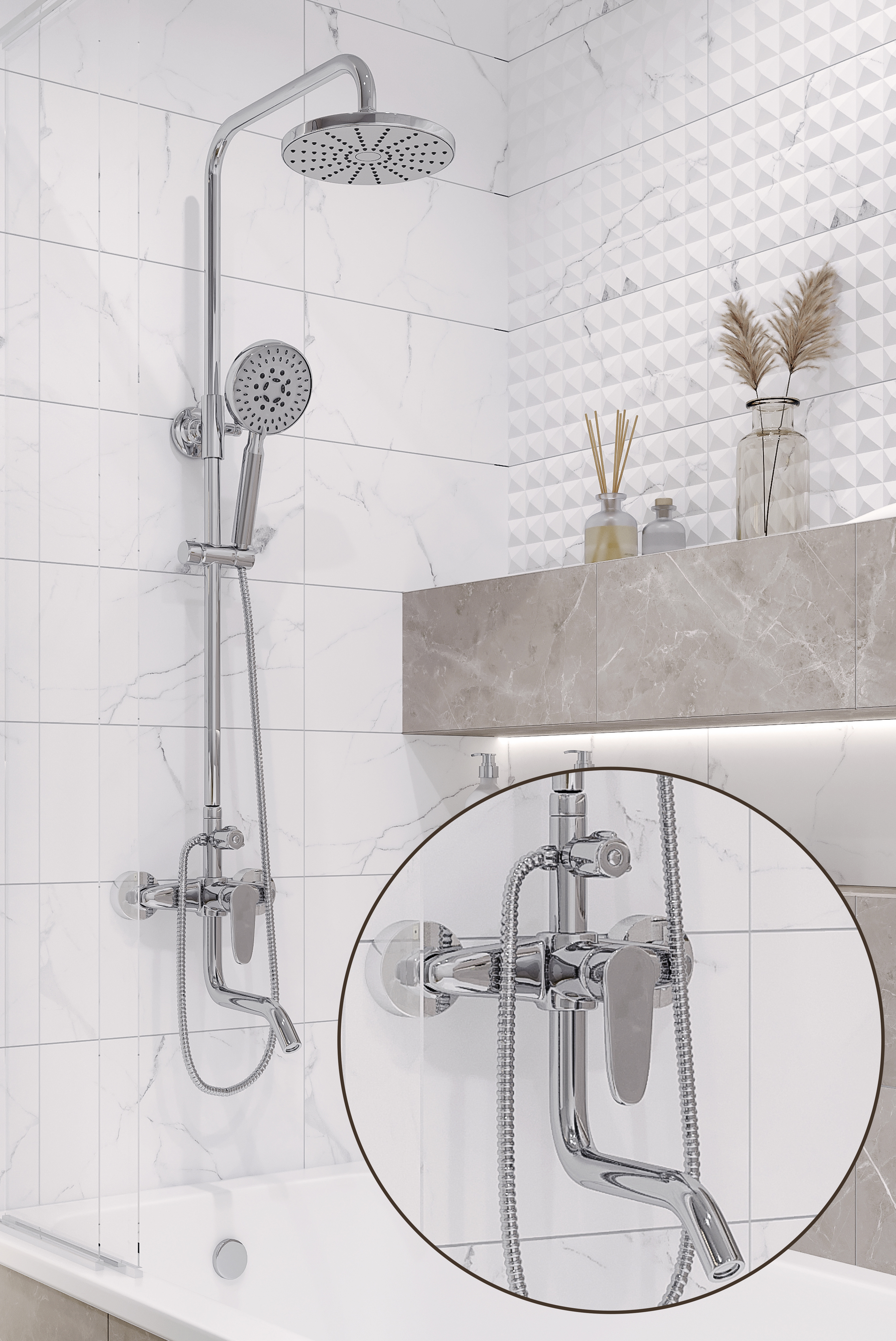 Изображение товара Душевая стойка Culto Loki SS01LOKI 5 режимная хром для ванной