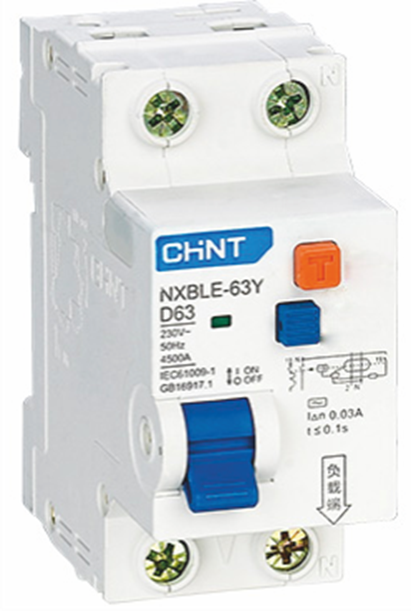 Изображение товара Дифференциальный автомат CHINT NXBLE-63Y 1P+N C63 А 30 мА 4.5 кА AC 105548