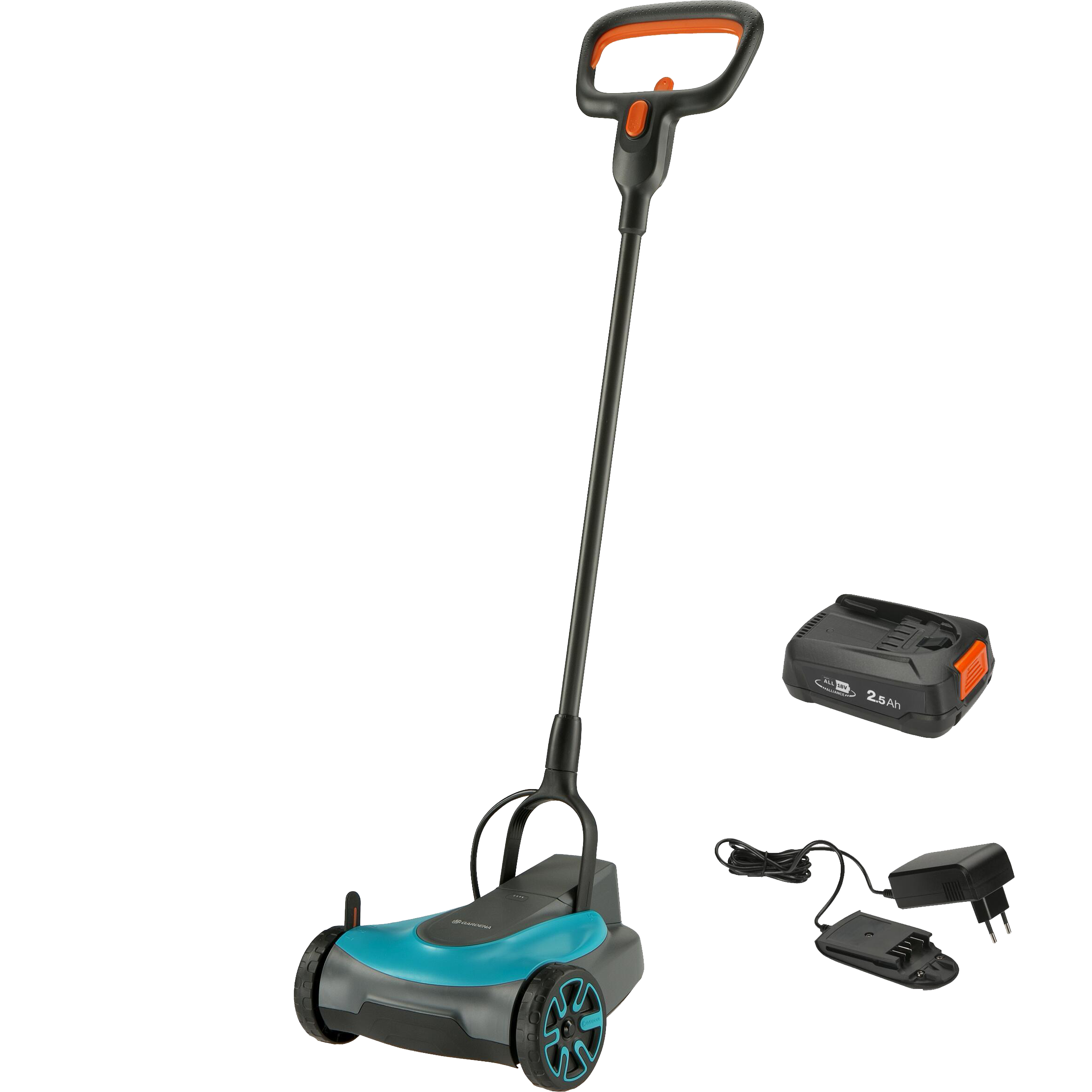 Изображение товара Аккумуляторная газонокосилка Gardena 22/18V P4A Set 18 В 22 см легкая складная