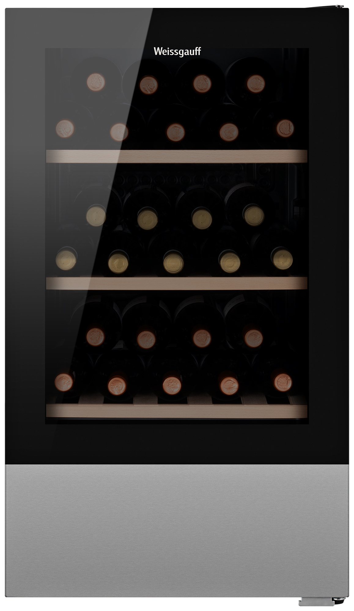 Изображение товара Винный шкаф Weissgauff для 30 бутылок, встраиваемый, черный, электронное управление