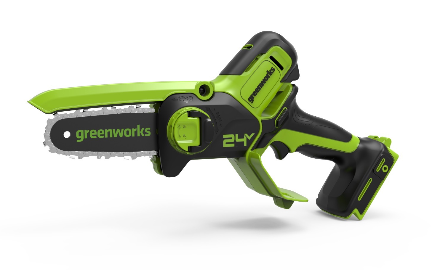 Изображение товара Цепная аккумуляторная пила Greenworks G24MCS10 24 В шина 10 см аккумулятор в комплекте