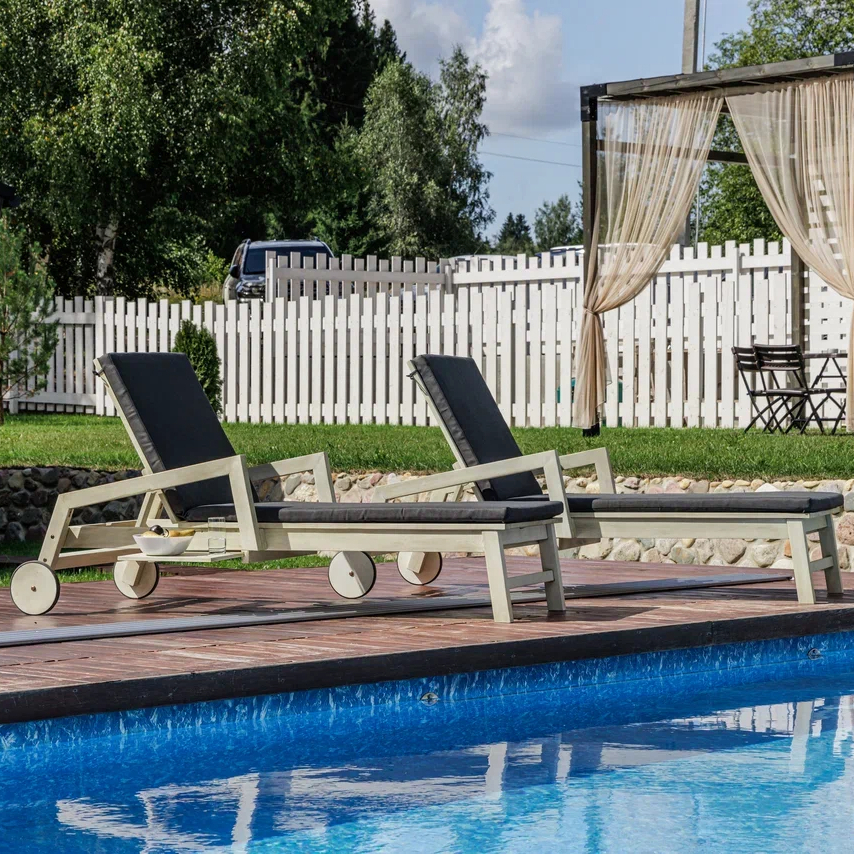 Изображение товара Шезлонг с подушкой Royal family Paolo 200 x 65 x 36 см акация/акация белый