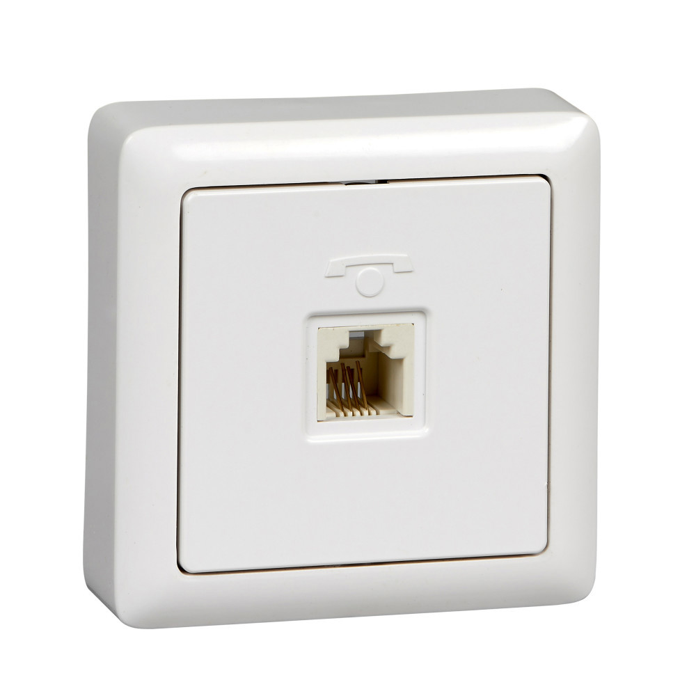 Изображение товара Розетка телефонная накладная Systeme electric Хит RT-4A3-B RJ11 цвет белый