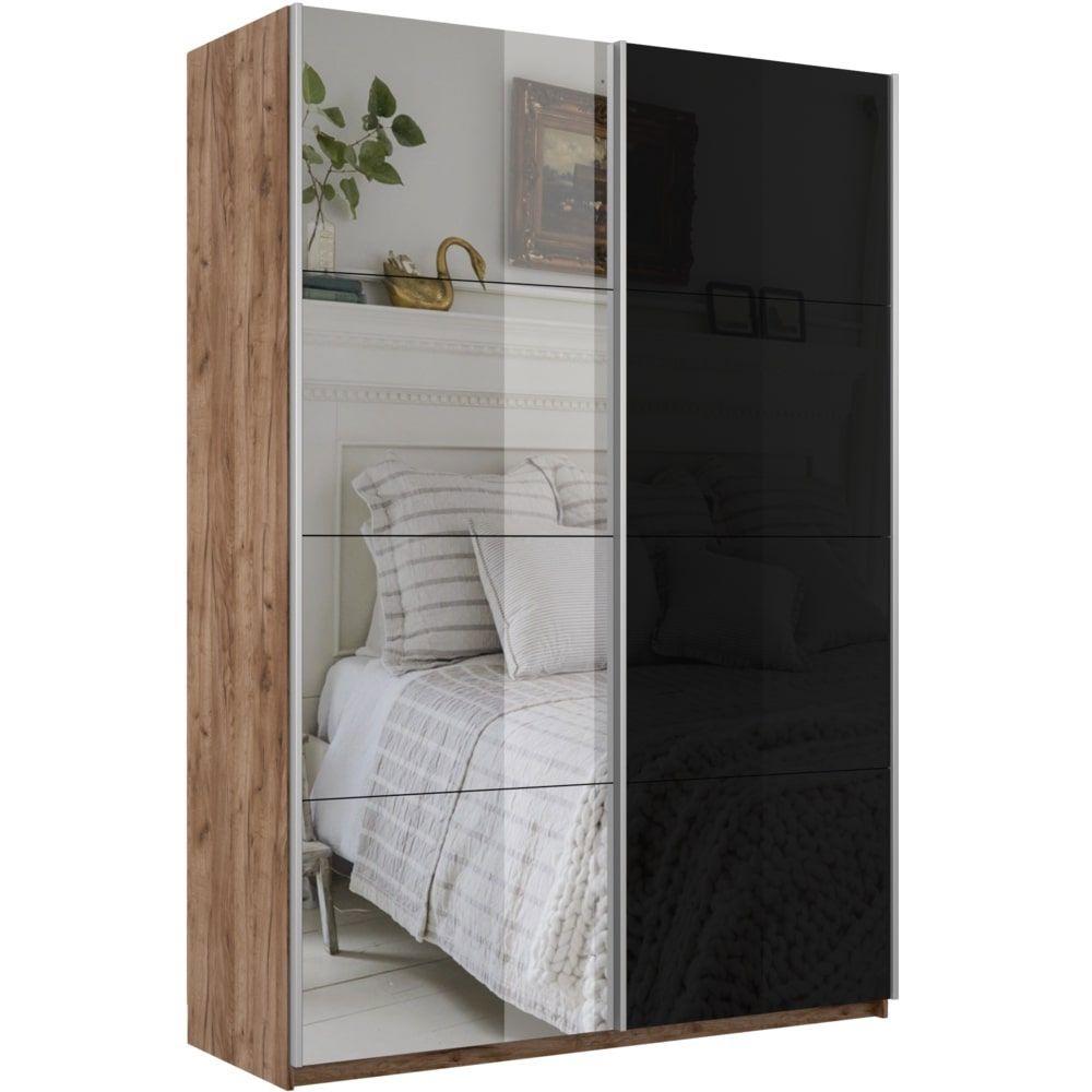 Изображение товара Шкаф-купе Мебельная Компания Е1 2 дверный 230x160x57 см 7 полок ЛДСП цвет крафтовый дуб 1Pschz_160_Kt