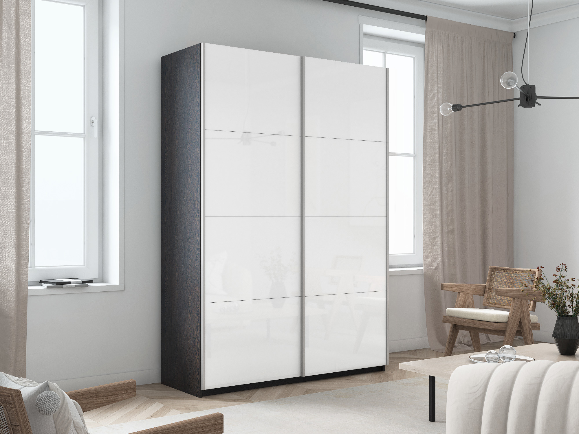 Изображение товара Шкаф-купе Мебельная Компания Е1 2 дверный 230x120x57 см 7 полок ЛДСП цвет венге Pss_120_V