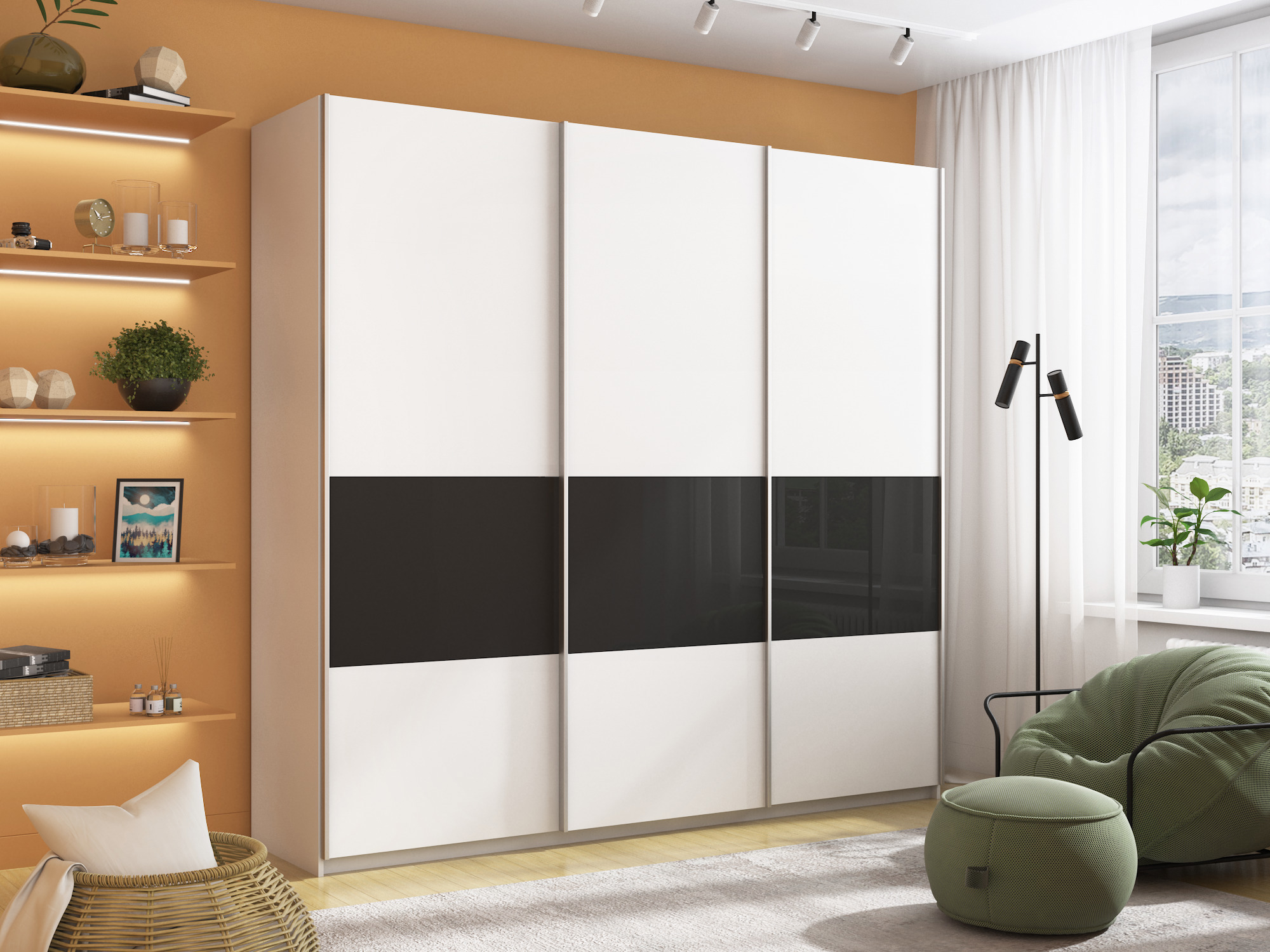 Изображение товара Шкаф-купе Прайм 3 двери 240x230 см белый современный стиль