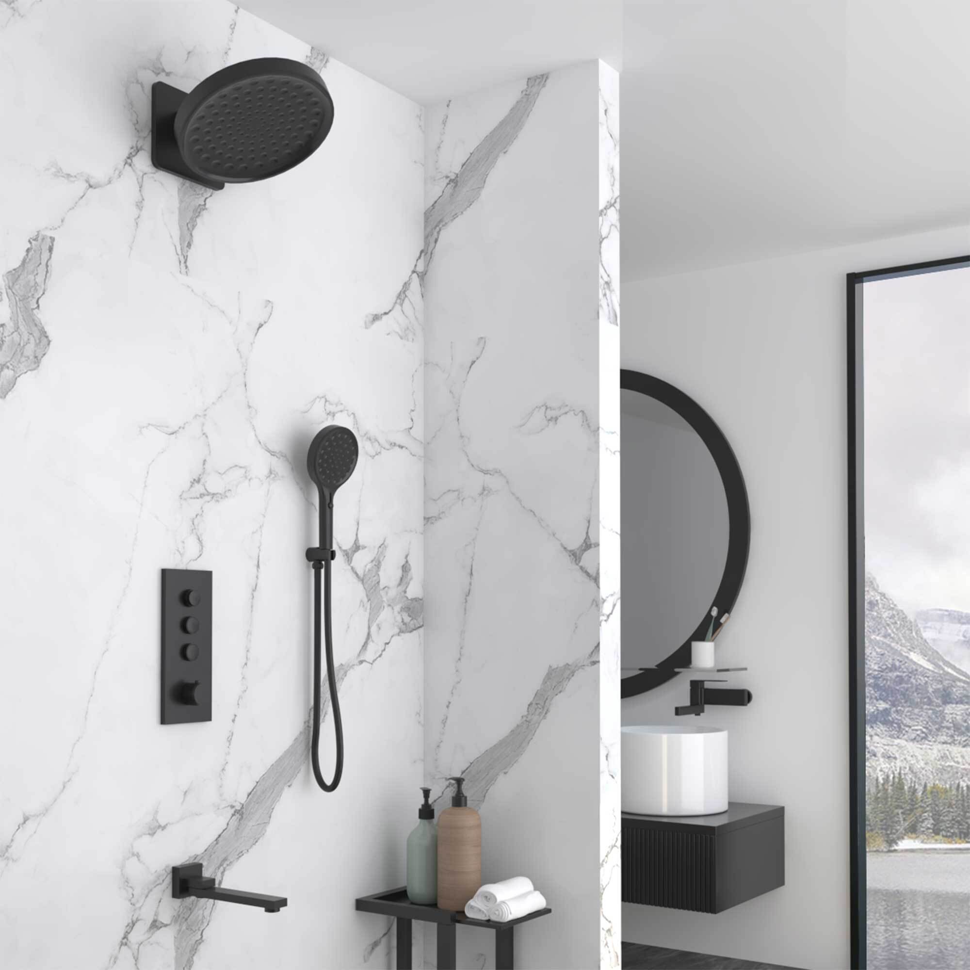 Изображение товара Душевая система VINCEA VSFW-433TI3MB скрытого монтажа черная 4 режима латунь ABS