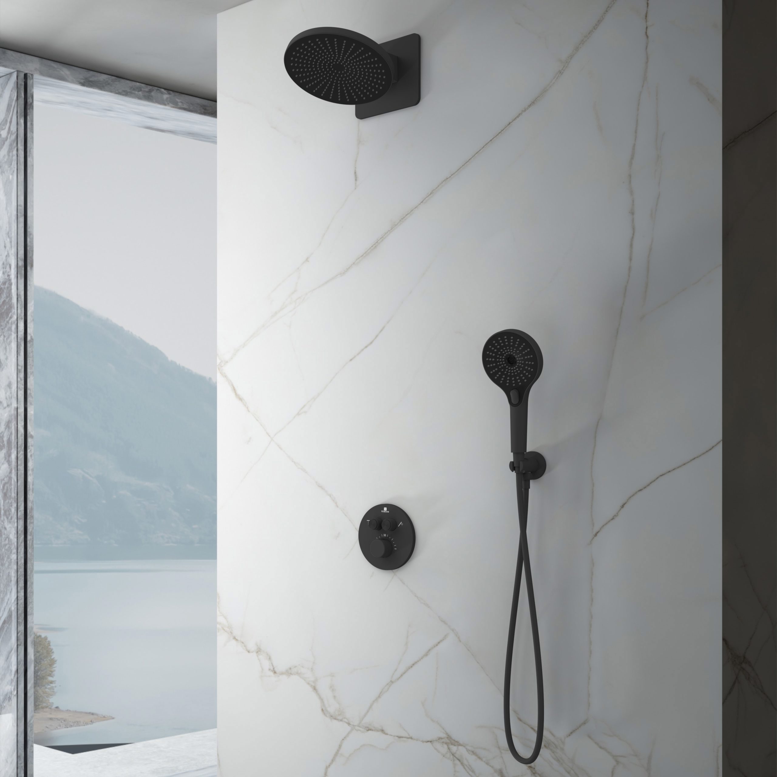 Изображение товара Встраиваемая душевая система Vincea Inspire VSFW-3I22MT5MB черная с термостатом