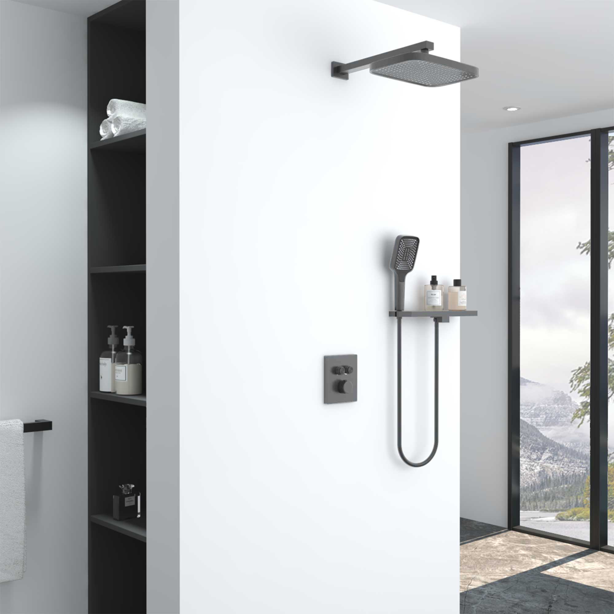 Изображение товара Душевая система VINCEA Inspire VSFW-321MT1R скрытого монтажа вороненая сталь