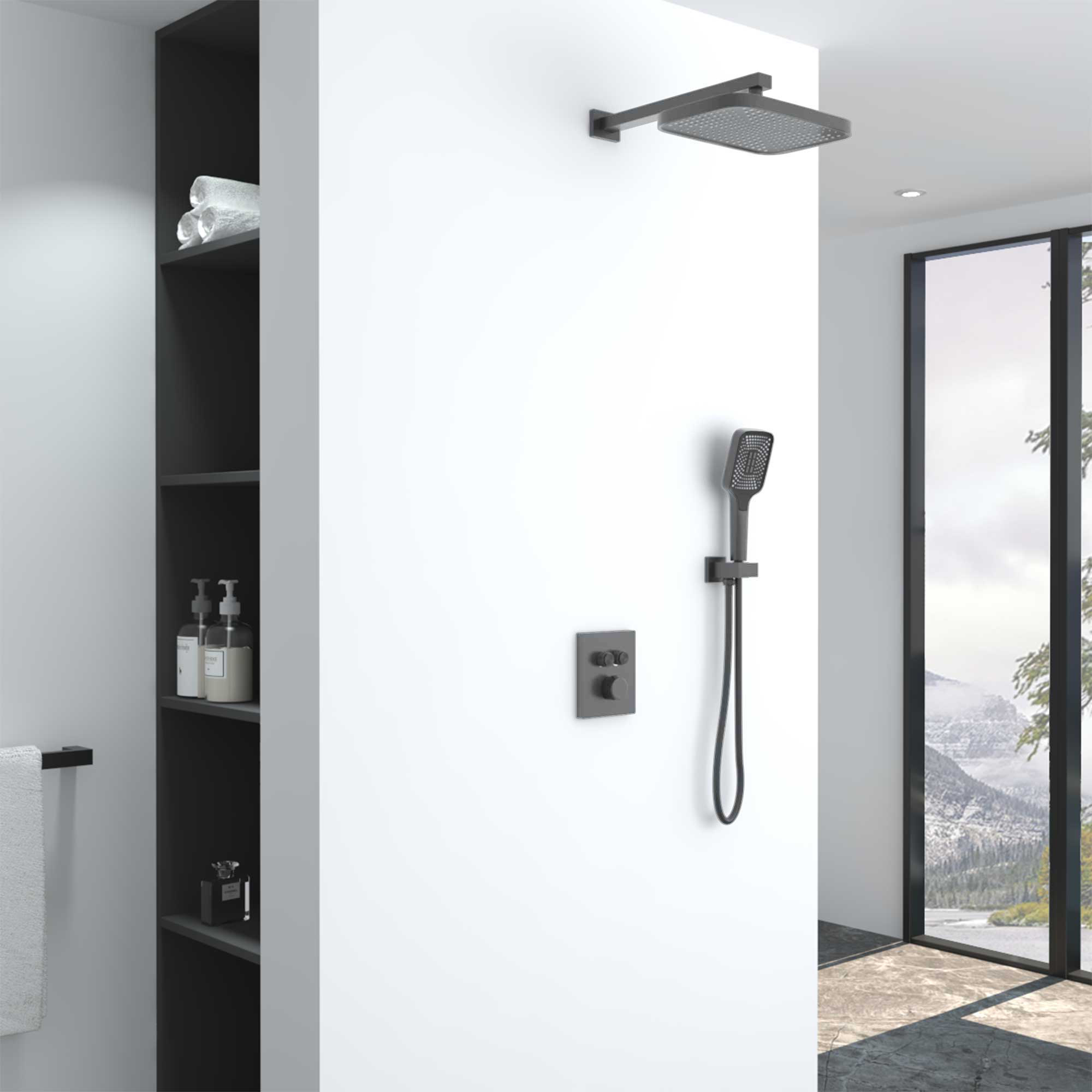 Изображение товара Душевая система VINCEA Inspire VSFW-321MT1GM скрытого монтажа вороненая сталь Италия